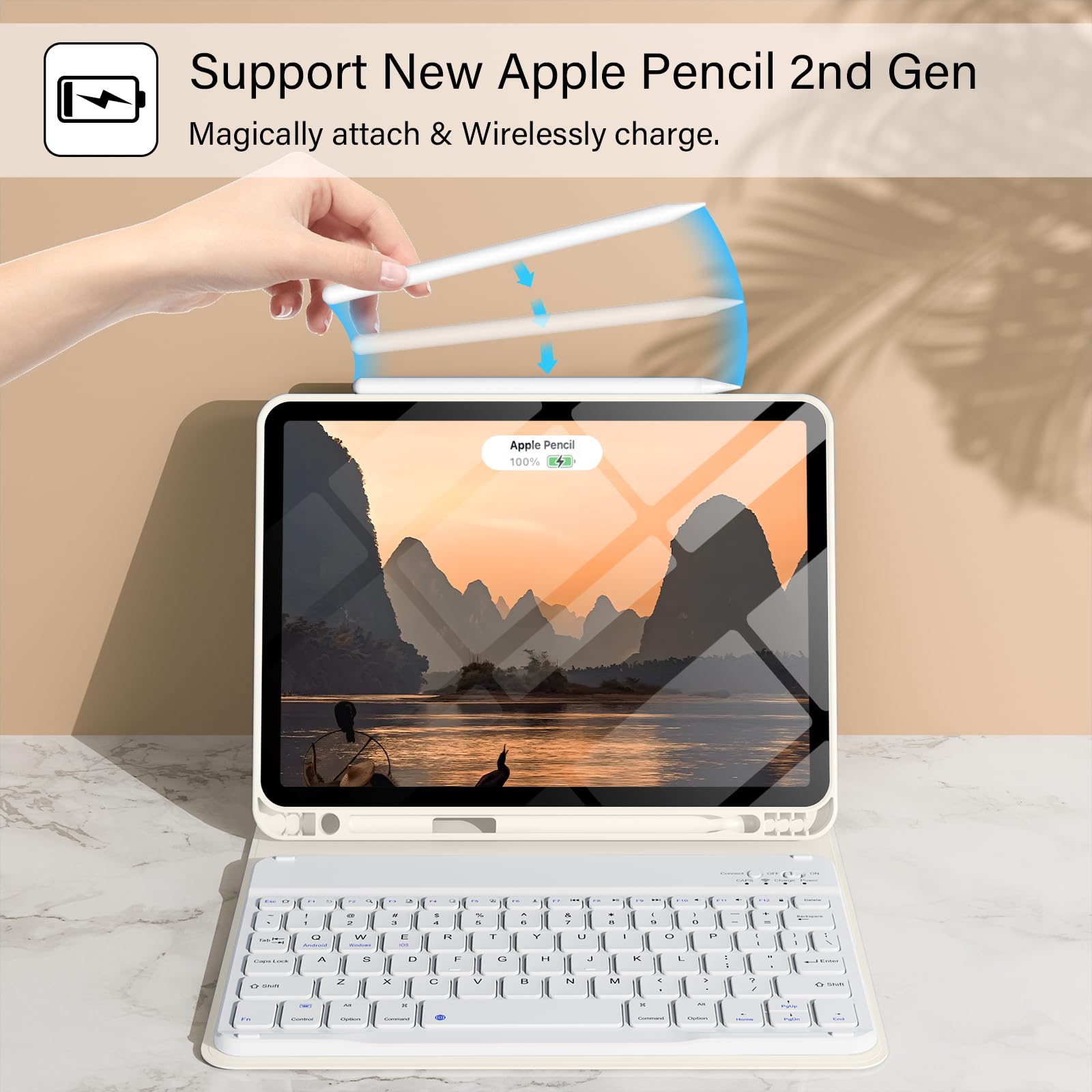 Aoub Case For Ipad Air 6Th 11 Inch M2 2024, Ipad Air 5Th/4Th Generation 10.9 Inch 2022/2020, Stand Folio Detachable Wireless Blu