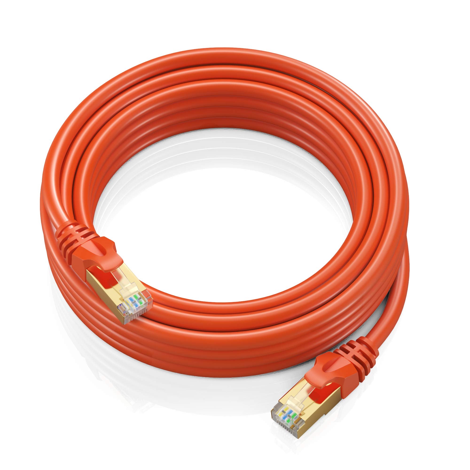 Cat 7 Ethernet Cable 100 Ft   High Speed Internet & Network Lan Patch Cable, Rj45 Connectors   100Ft / Orange   Perfect For Gaming, Streaming, And More
