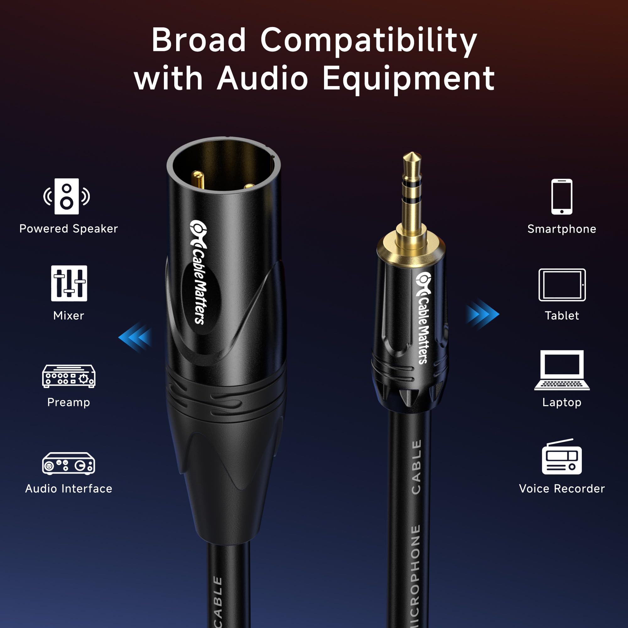 Cable Matters 3.5Mm To Xlr Cable - 6Ft, Male To Male Xlr To 1/8 Inch Cable, Compatible With Ipod, Mp3 Player, Laptop, Voice Reco