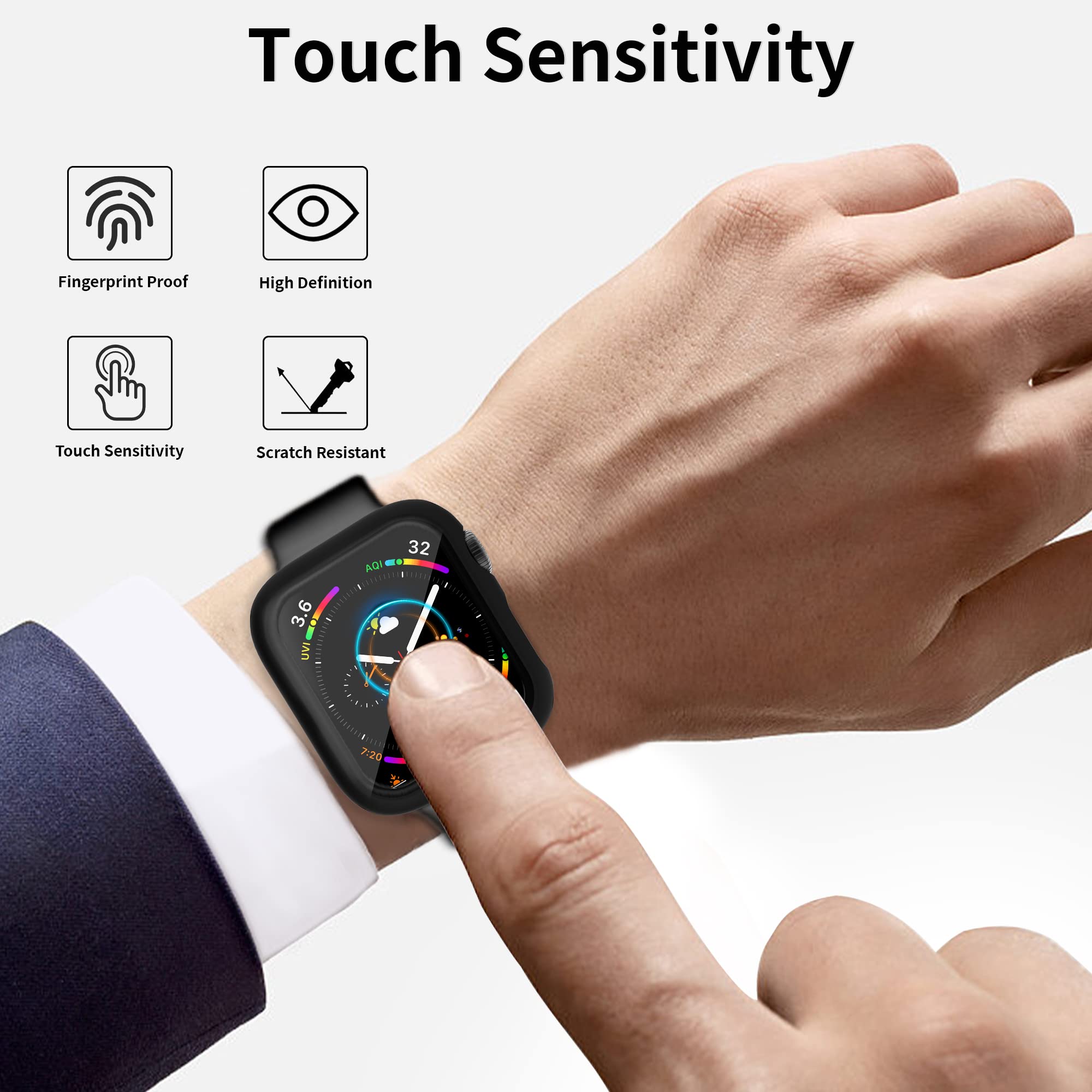 12 Pcs Jomitvp Hard Pc Case Compatible For Apple Watch Series 3/2/1 42Mm With Tempered Glass Screen Protector, All Around Protec