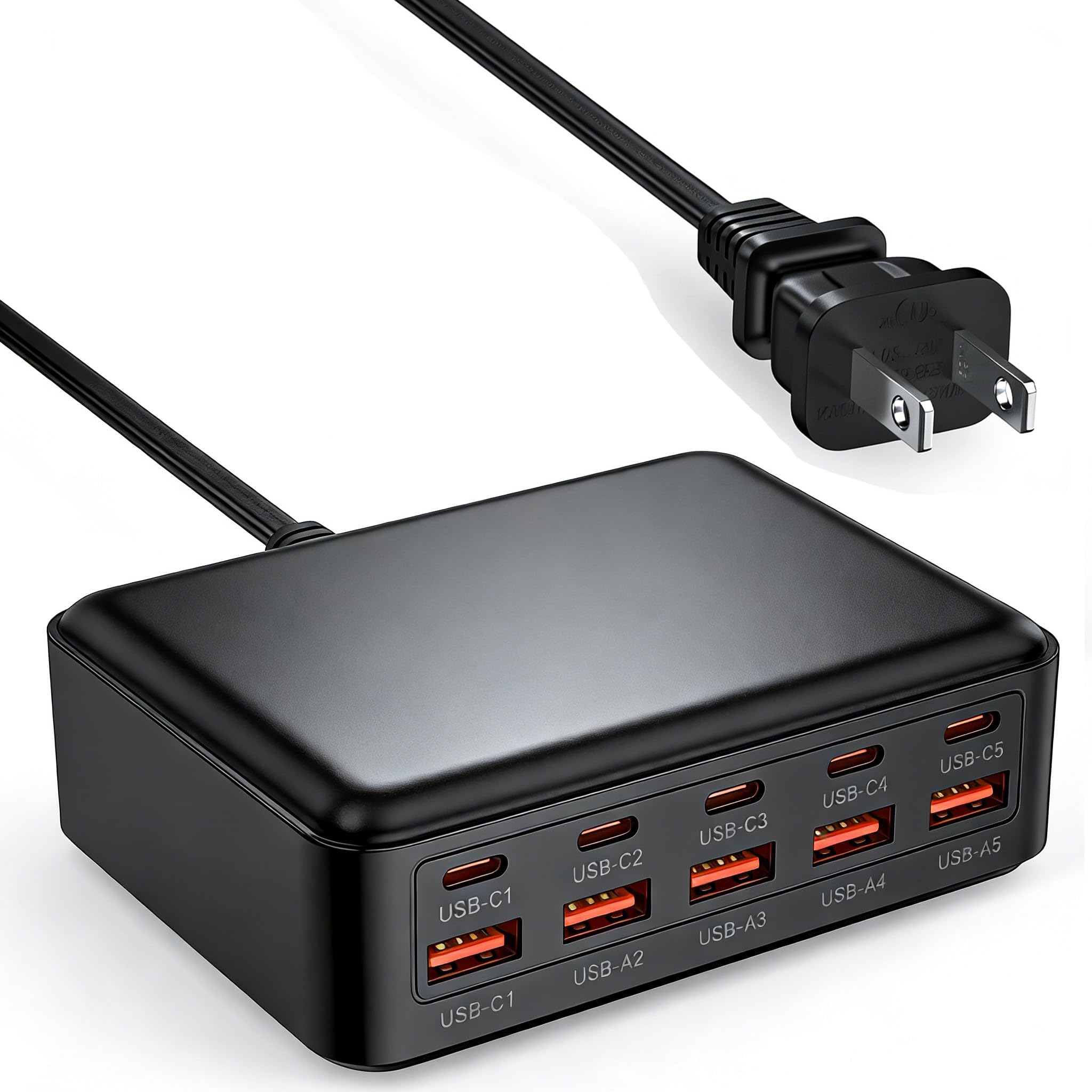 USB C Charger Station for Multiple Devices, 10-Port Desktop USBC Charging Hub with 5 USB-C & 5 USB-A Multi Ports, Fast Multiport