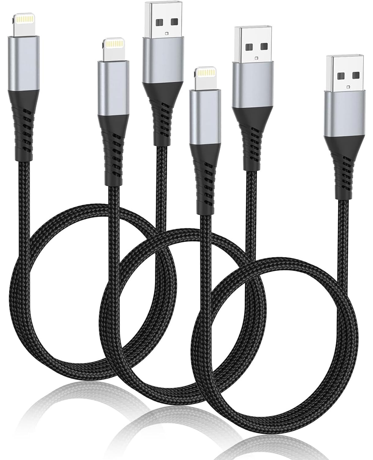 Acevien 2Ft Iphone Charger Cable, 3Pack Usb To Lightning Cable For Car Braided, Fast Charging Lightning Cord For Iphone 14 13 12