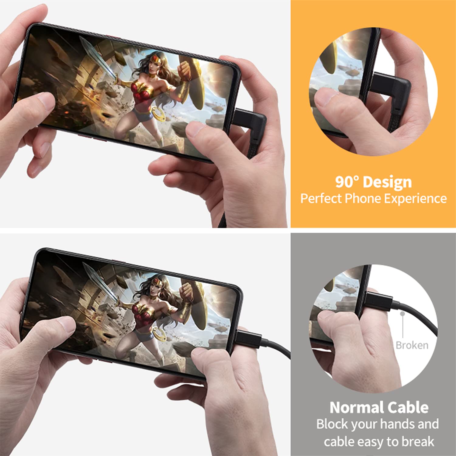 Usebean Right Angle Usb C Extension Cable 1.6Ft, 90 Degree Usb C 3.2 Gen 2 20Gbps Male To Female Type C 4K Video Extender Cord,F