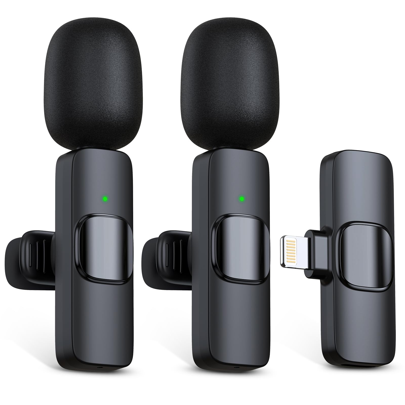 Ricchi Wireless Mini Microphone For Iphone 7 14 Ipad, 2 Pack Wireless Lavalier Microphone Plug Play Lapel Clip On Mic For Record