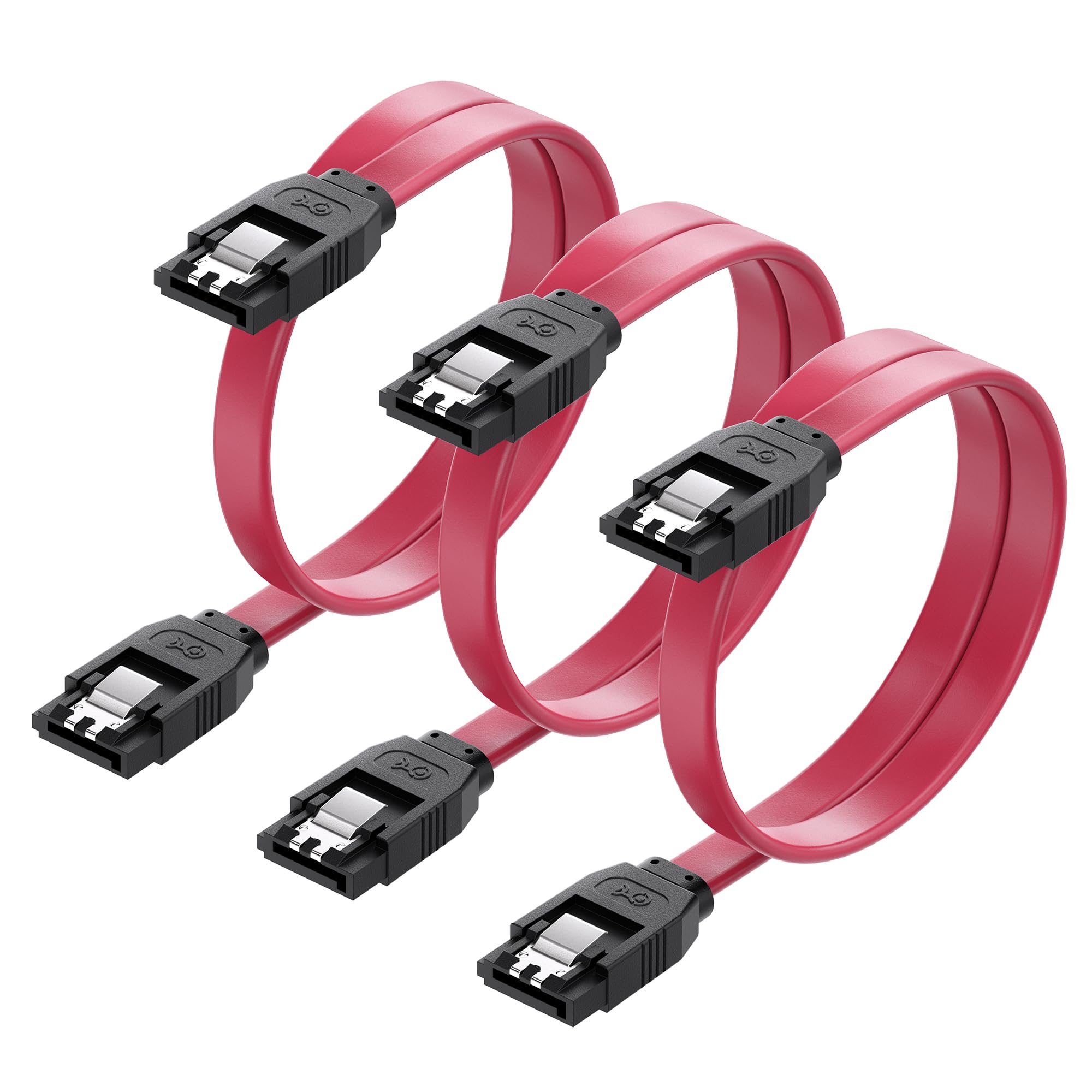 Cable Matters 3 Pack Sata Iii 6.0 Gbps Sata Cable 18 Inches (Sata Cable For Ssd, Sata Ssd Cable, Sata 3 Cables) Red