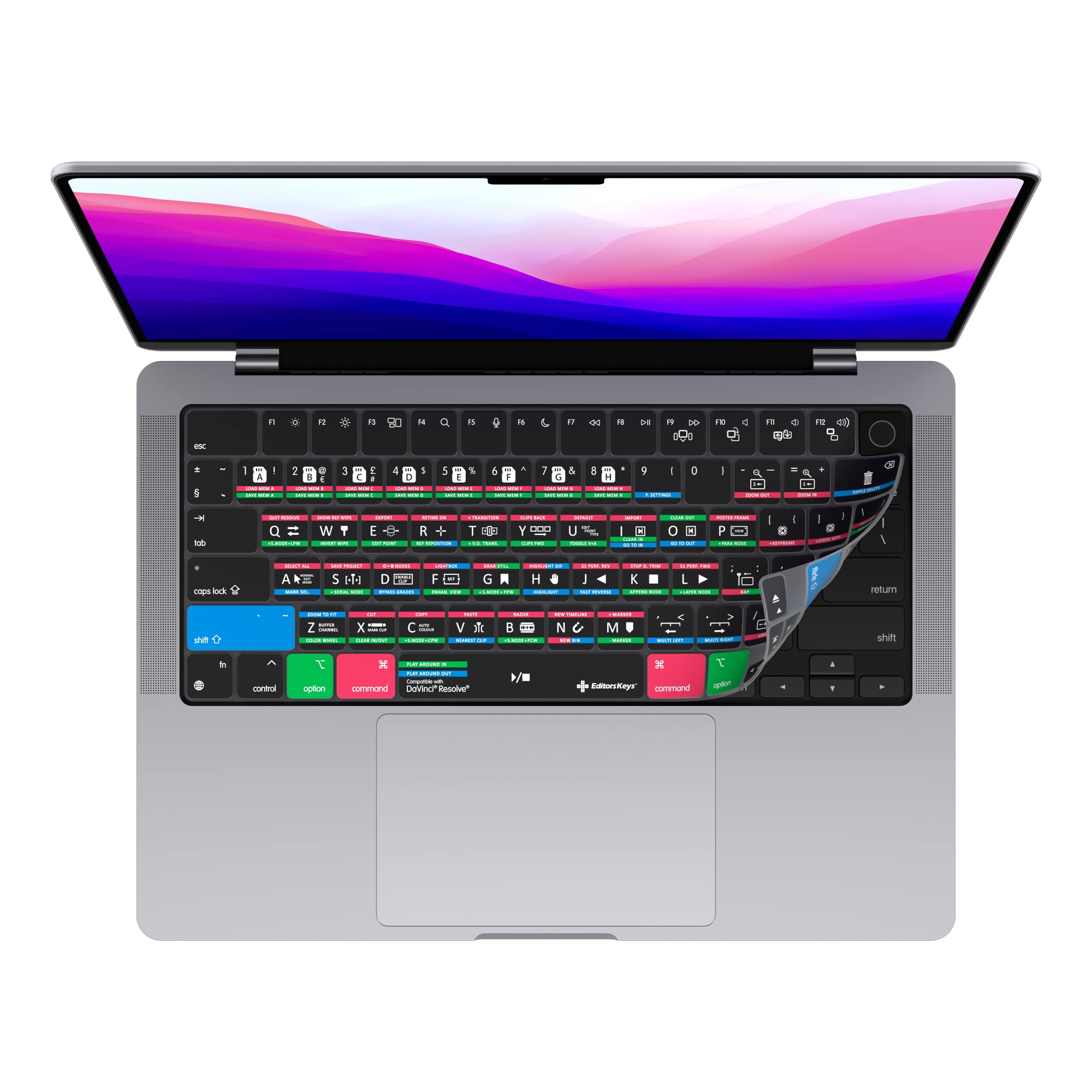 Editors Keys Cover Designed For Davinci Resolve Keyboard Cover 14'' & 16'' Macbook Pro 2021+ M1 M3 Chip   Genuine Editors Keys