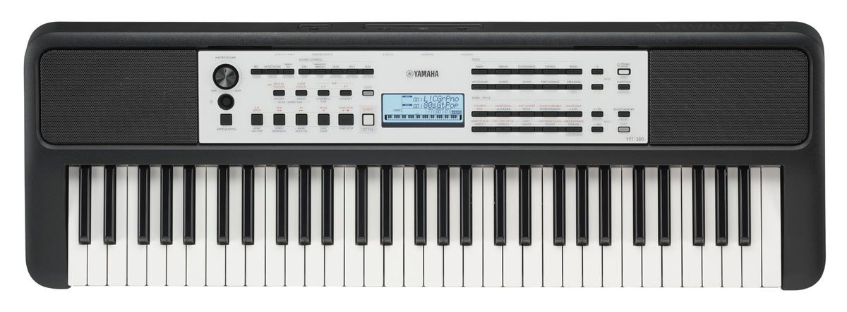 Yamaha Ypt 380 Touch Sensitive Keys Portable Keyboard For Beginners With Music Rest, Power Adapter