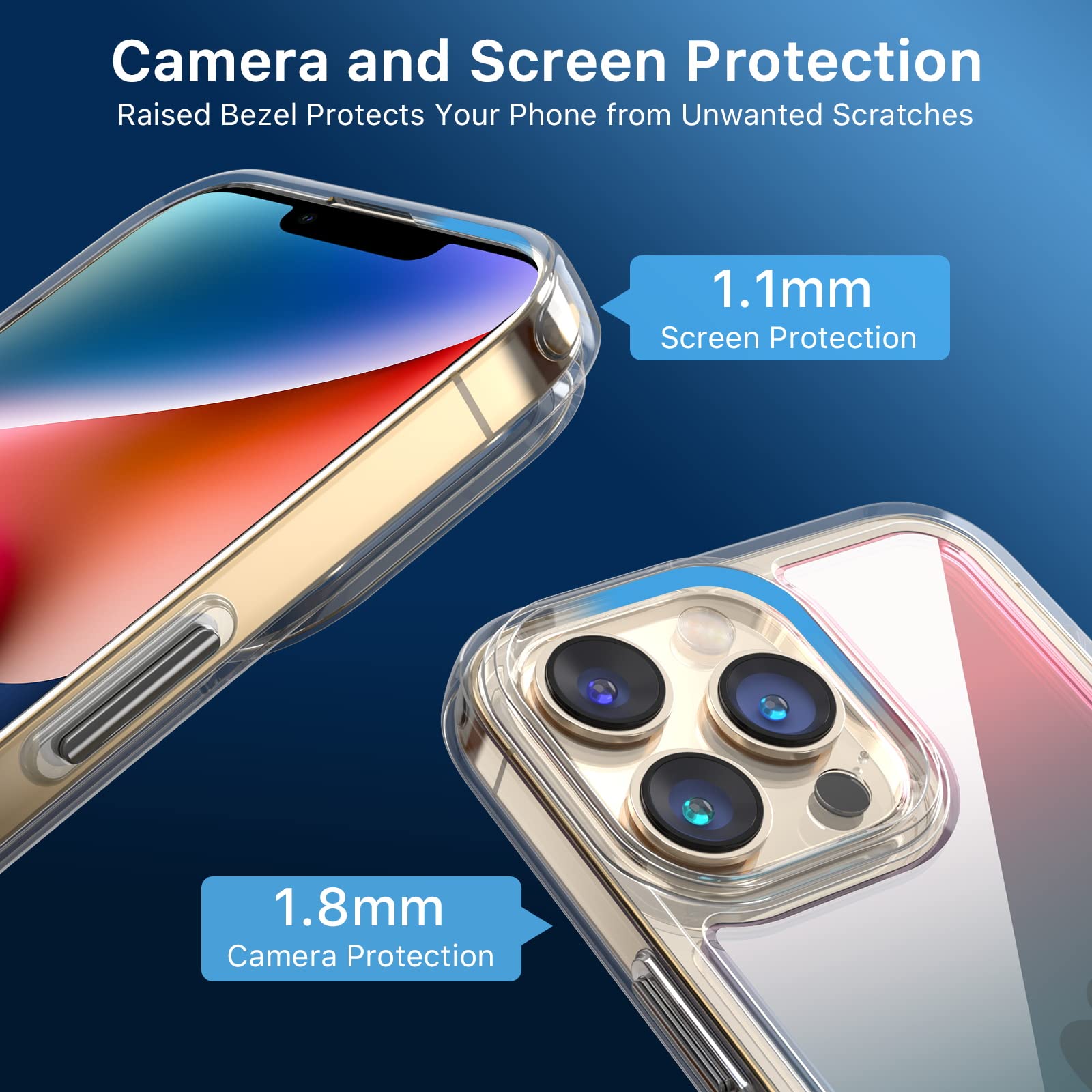 M MYBAT PRO Clear Bicolor iPhone 14 Pro Max (6.7 inch) Slim Shockproof TPU Phone Case Pink to Sky Blue Gradient