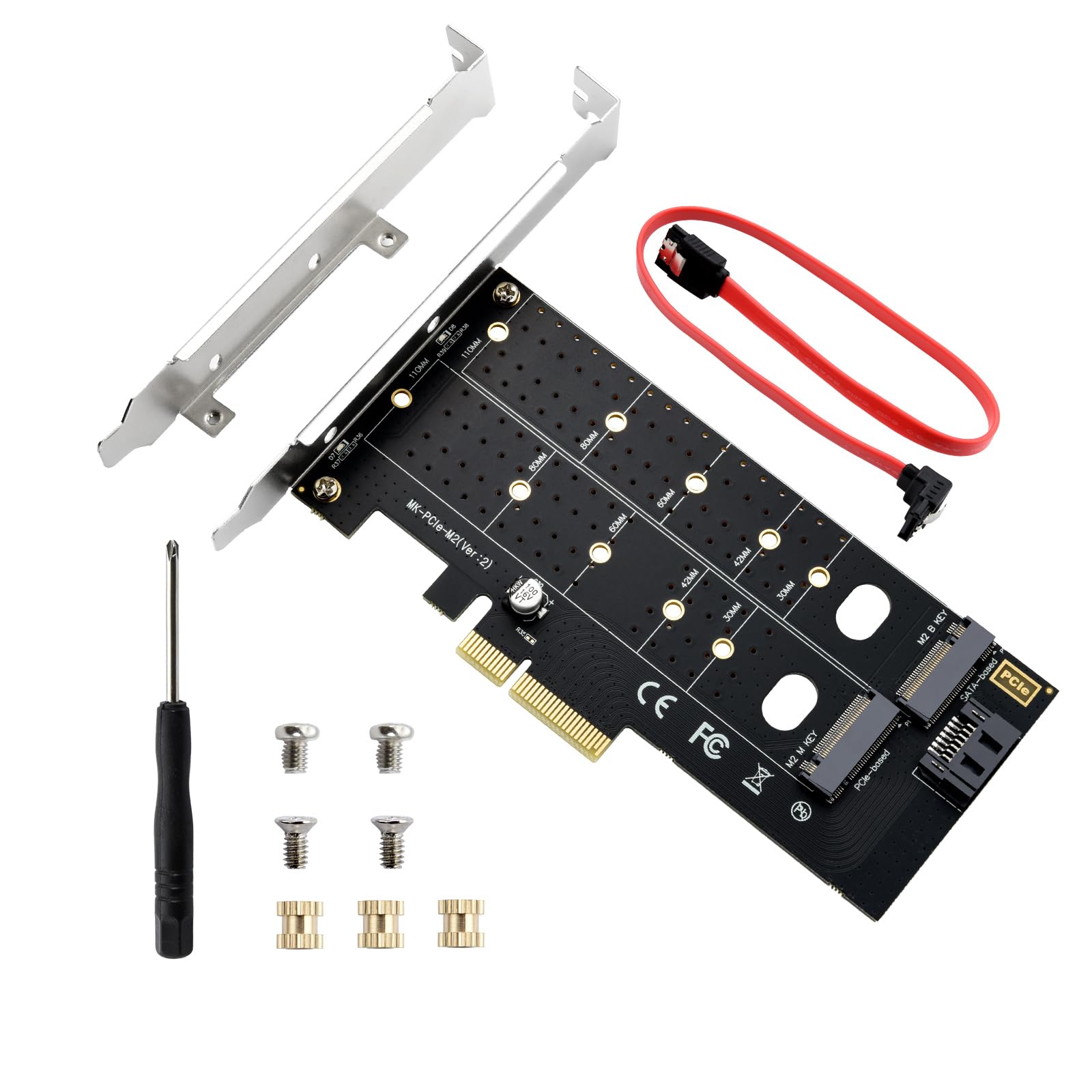 Eluteng Dual M.2 Pcie Adapter Nvme/Ngff To Pcie X4 Expansion Card 32Gbps Pcie Nvme Ssd Adapter Compatible With B Key/M Key/B&M K