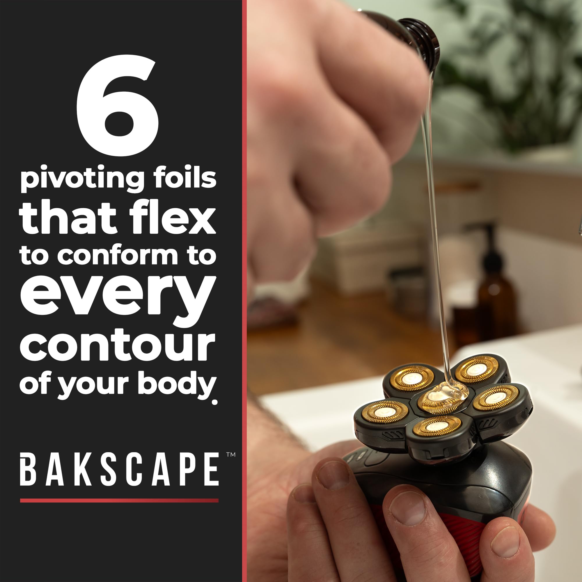 Bakscape Men'S Back Shaver Starter Kit 2.0 Replacement Titanium Precision Shave Head: Six Pivoting Foils For Effortless, Smooth