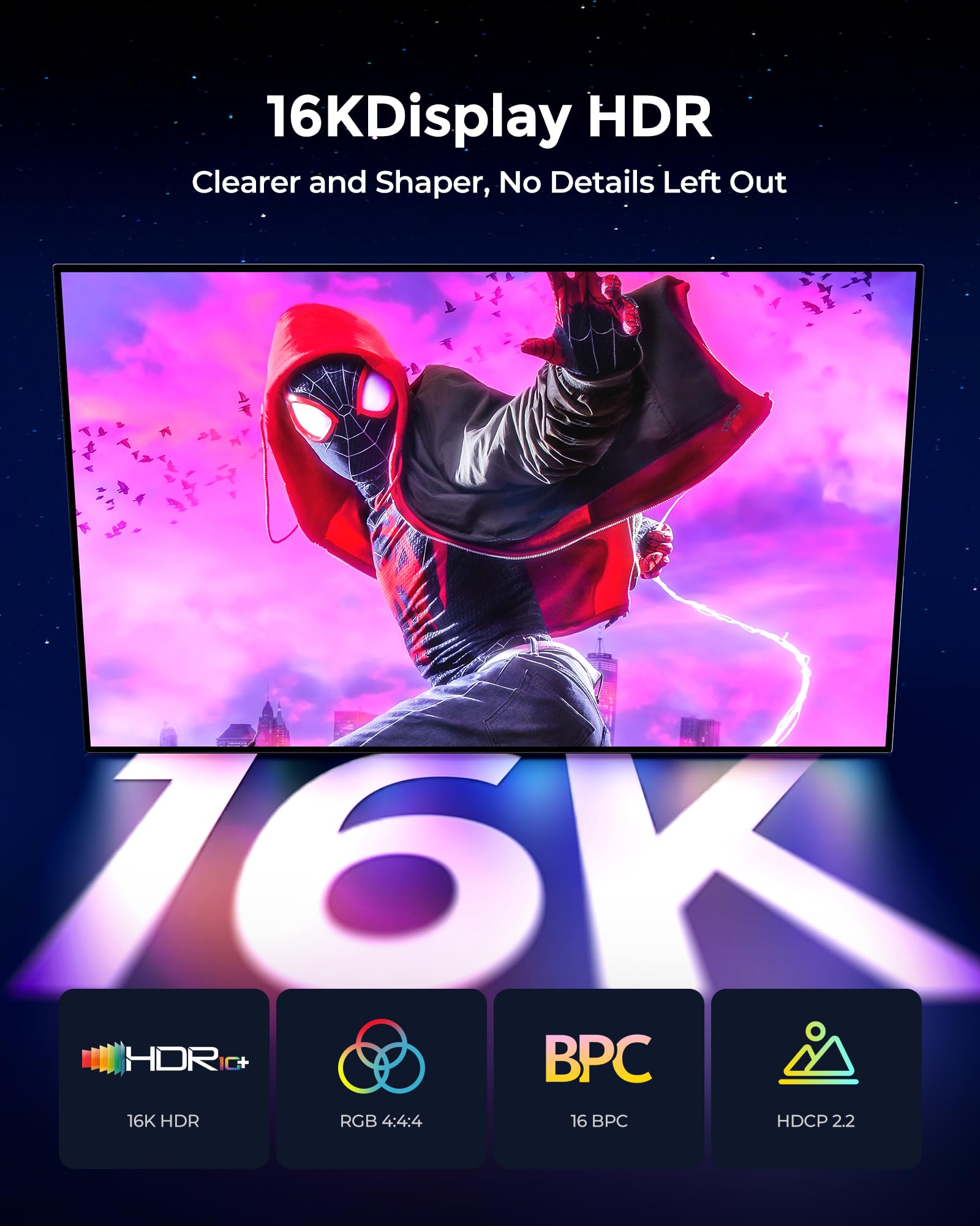 Silkland Displayport 2.1 Cable 15Ft, Dp 2.1 Cable [16K@60Hz, 10K@60Hz, 8K@120Hz, 4K@240Hz 165Hz 144Hz] 40Gbps Hdr, Hdcp Dsc 1.2A