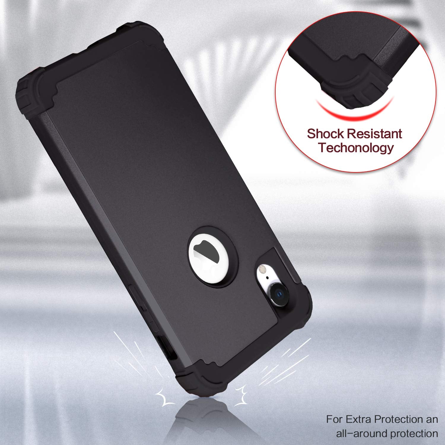 Idweel For Iphone Xr Case, Case For Iphone Xr With Tempered Glass Screen Protector, 3 In 1 Shockproof Slim Hybrid Heavy Duty Har