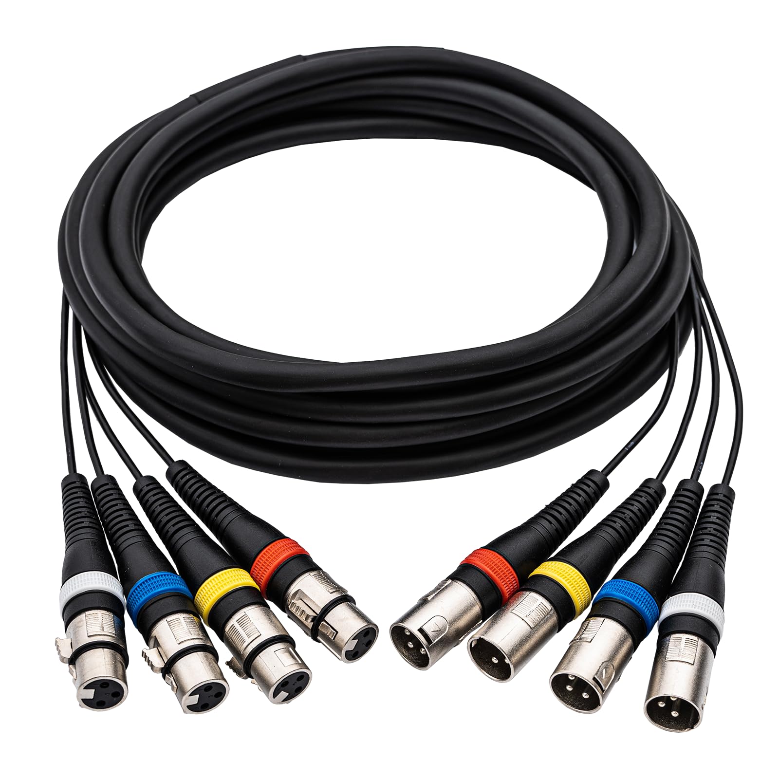 pegcabac 4 Channel XLR Snake Cables 20FT, 4 Colored XLR Male to Female Microphone Patch Cable, Pro Audio Recording Snake Cable f