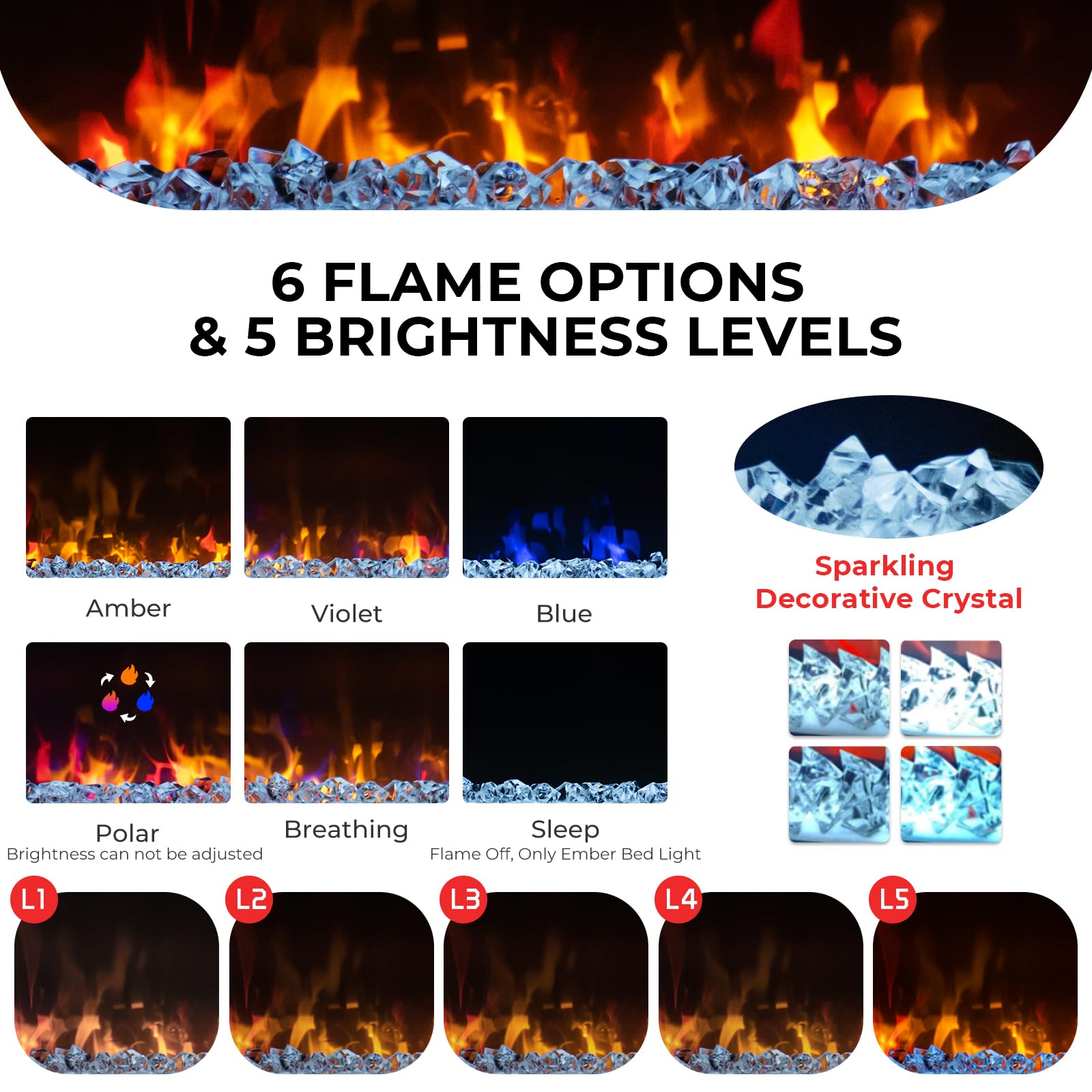 Tangkula 23 Inch Infrared Quartz Electric Fireplace Insert With Remote Control, 1500W Recessed Fireplace Heater With Thermostat,