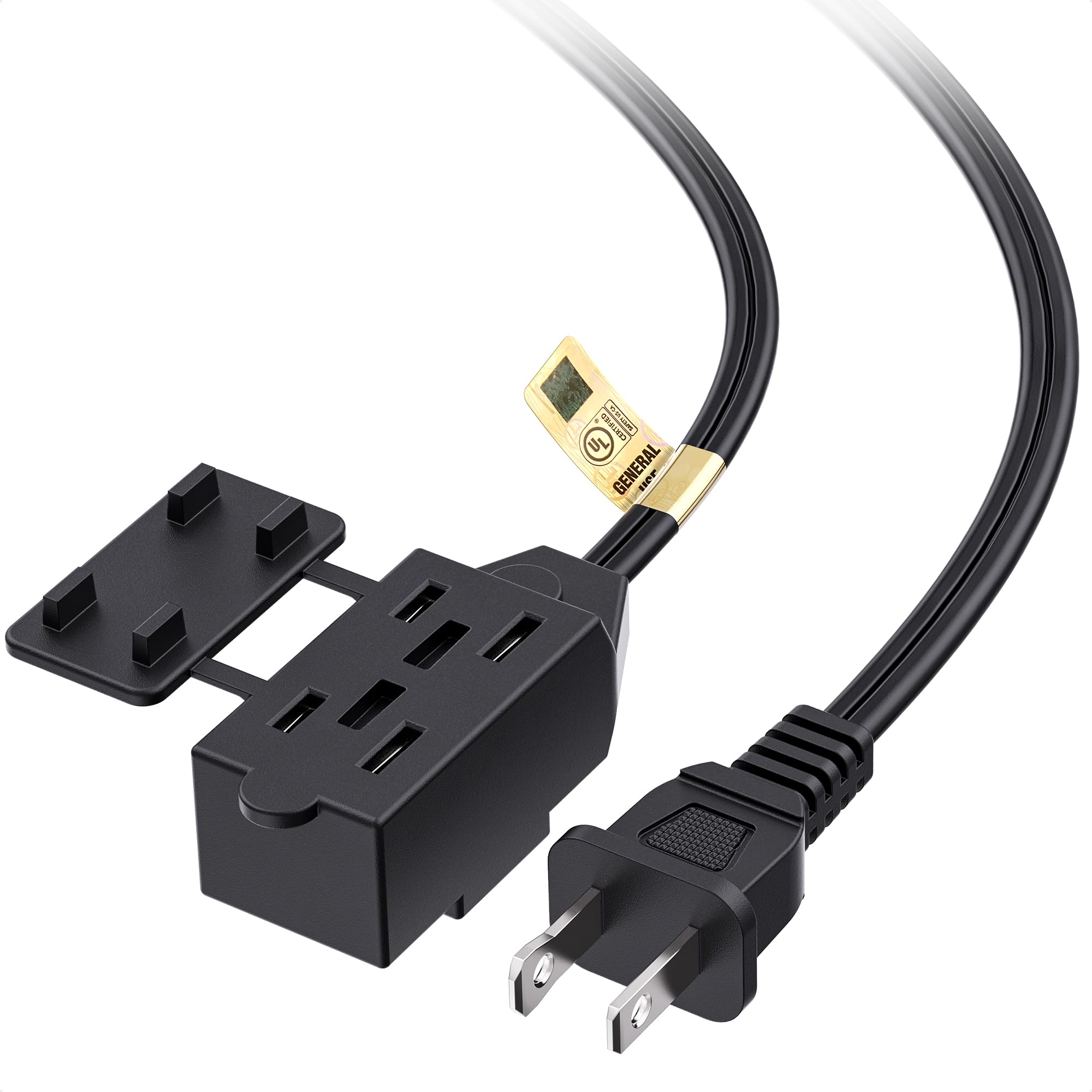 [Ul Listed] Cable Matters 16 Awg 2 Prong Extra Long Extension Cord 25 Ft, 13A 3 Outlet Extension Cords With Tamper Guard, 13 Amp