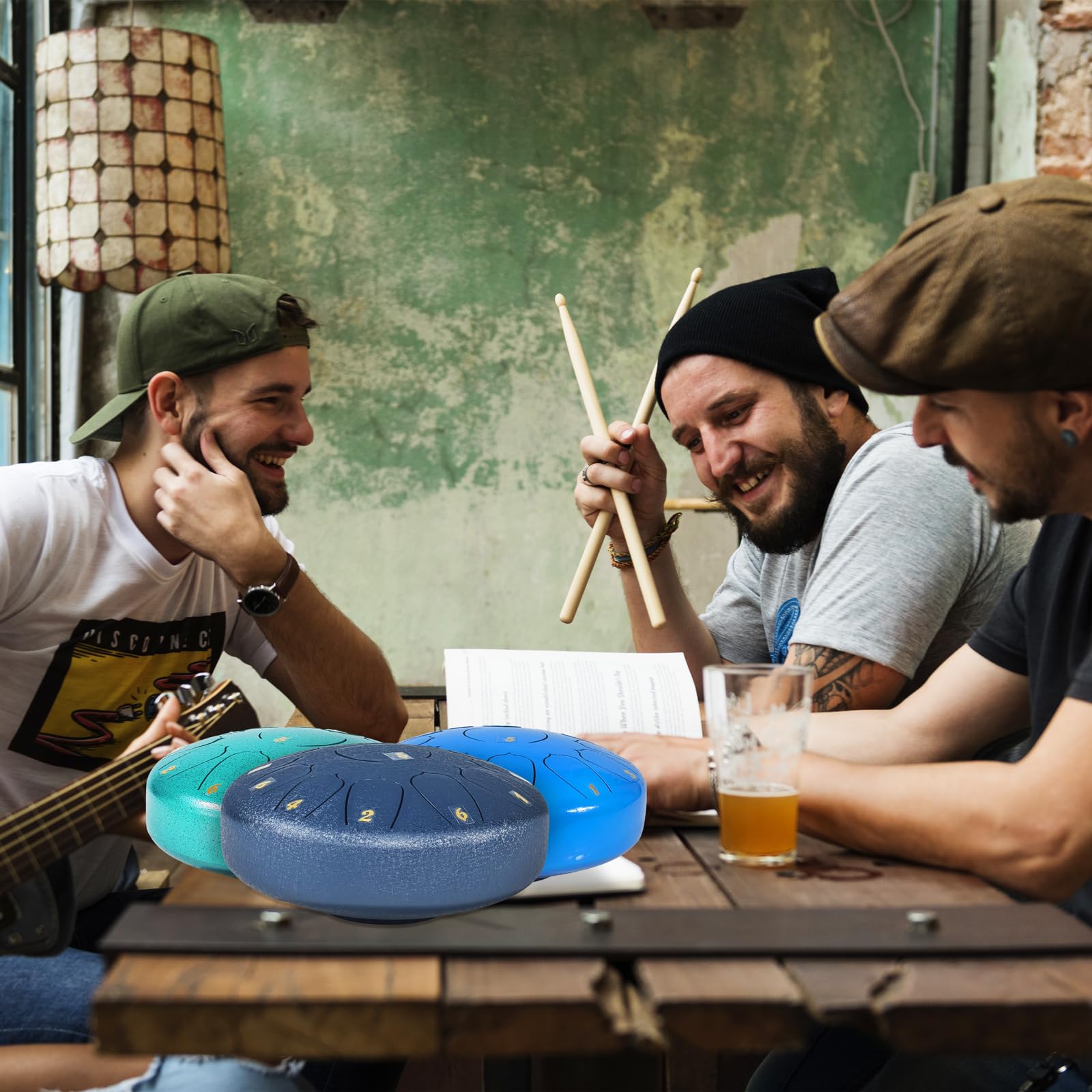 Ironkoi Steel Tongue Drum: 6.5-Inch, 13-Tone Musical Percussion Instrument, Rain Drum, Blue