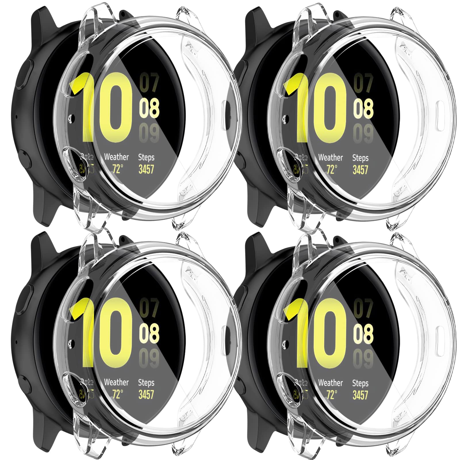 Amzpas [4 Pack] Compatible With Samsung Galaxy Watch Active 2 Screen Protector Case 44Mm, Soft Tpu Full Around Cover For Samsung