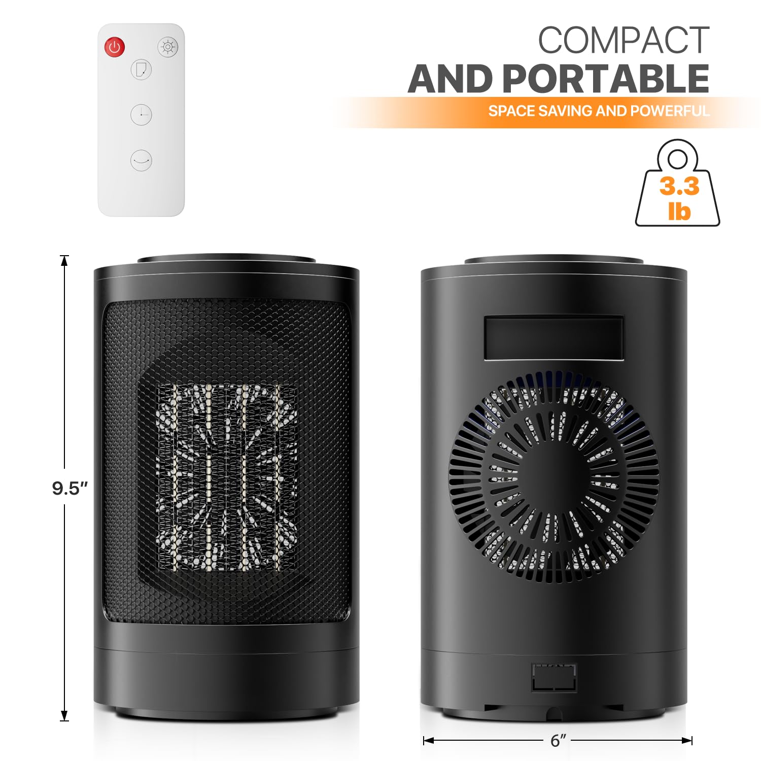 Magshion Portable Electric Space Heater, 1500W Electric Heaters Indoor Portable With Thermostat, Ptc Fast Heating Small Heater W