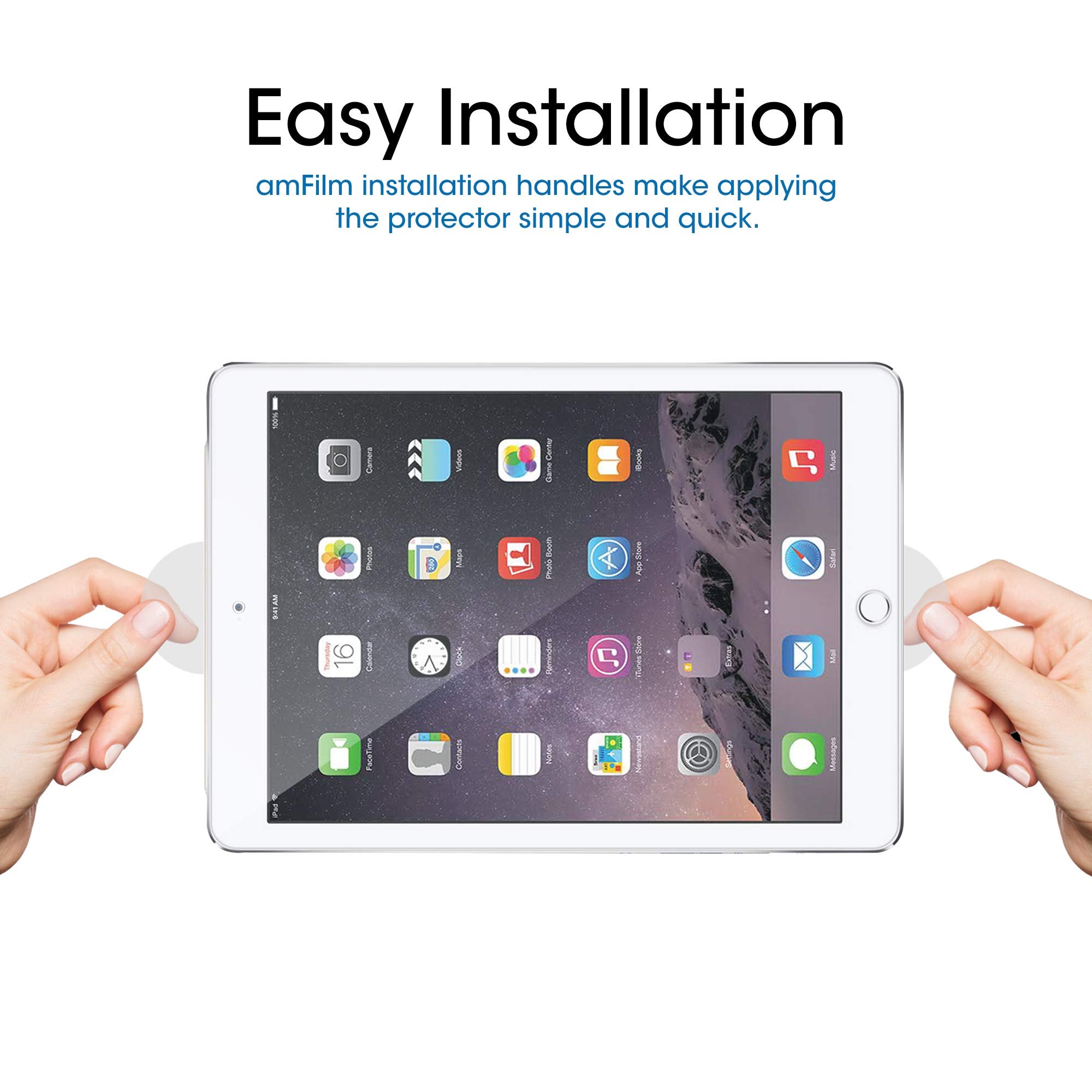 Amfilm Glass Screen Protector For Ipad 9.7 6Th Gen, 5Th Gen, Ipad Pro 9.7, Ipad Air, Air 2, Tempered Glass, Apple Pencil Compati