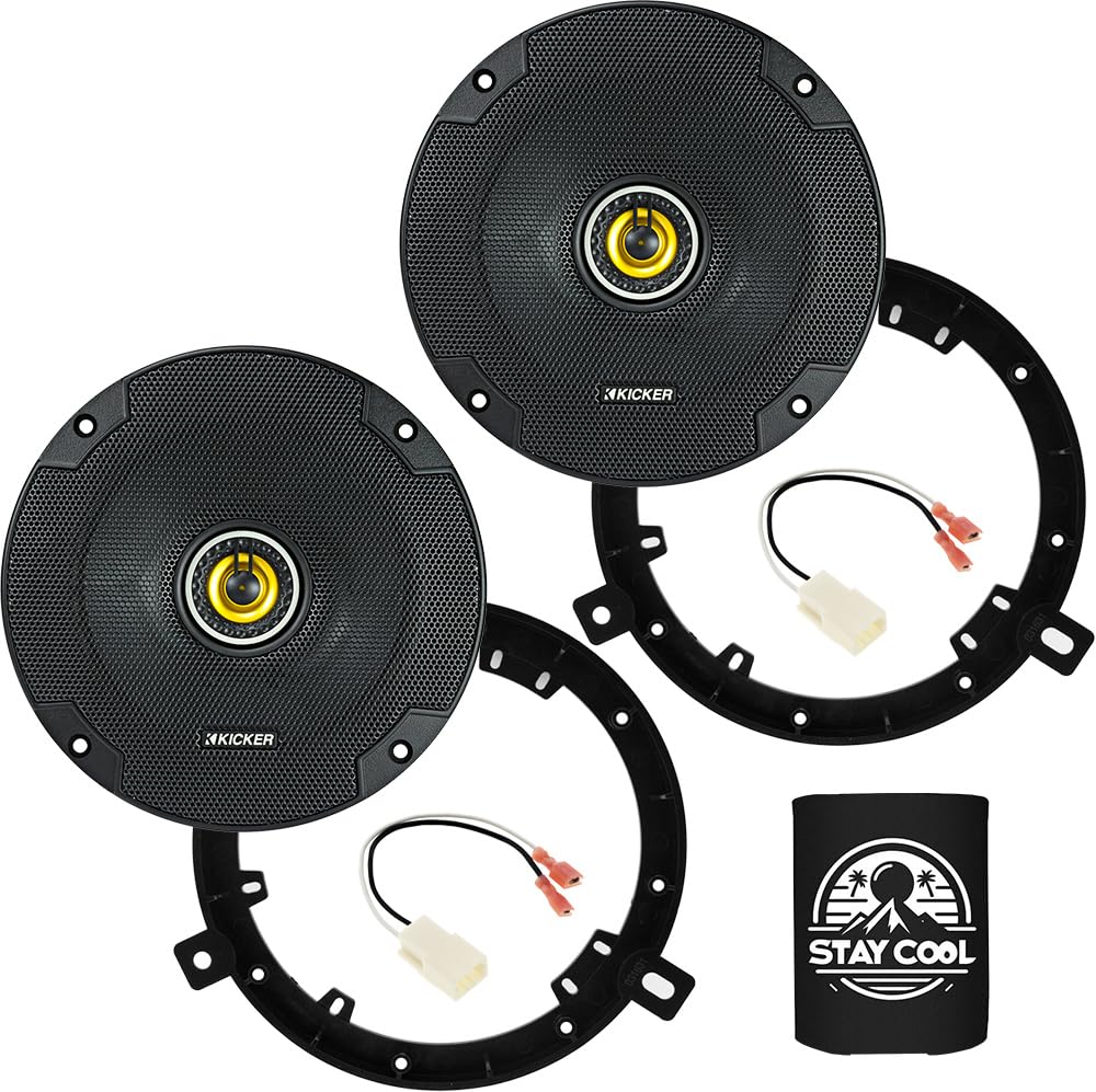 KICKER Rear Door 6.5 Speakers Kit for Jeep Grand Cherokee 2011-2022 Upgrade Kit - Pair of CS Series 6 1/2 Inch Coaxial Speakers