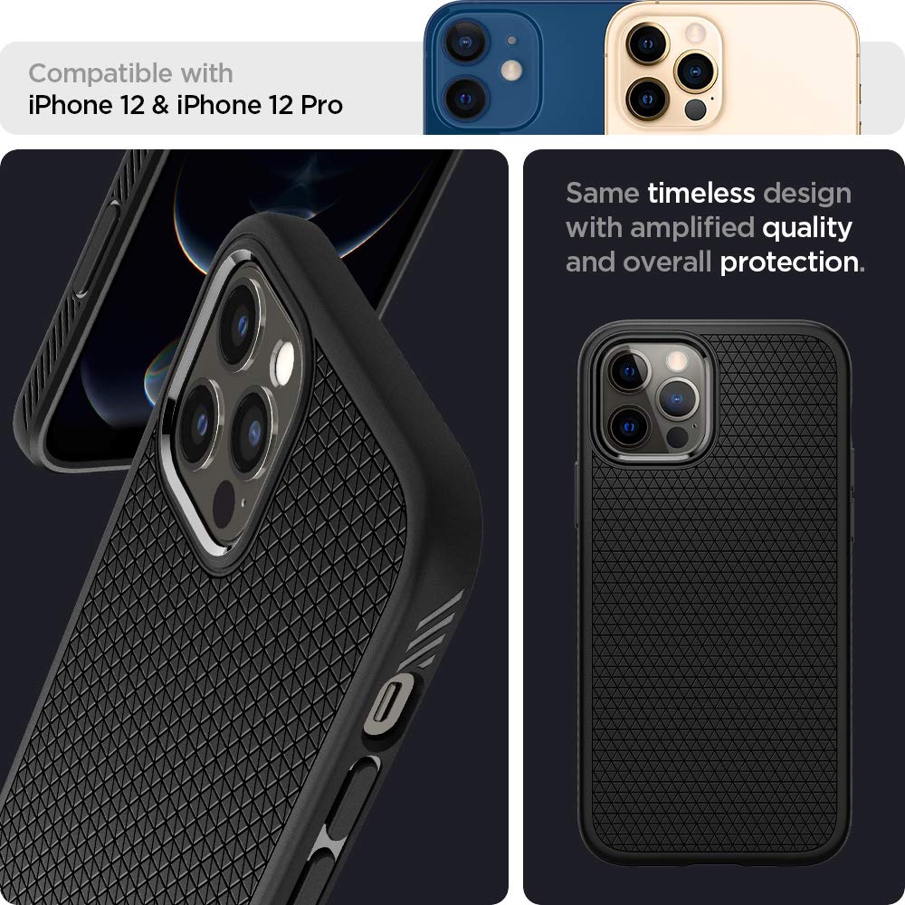 Spigen For Iphone 12 Pro Case, Liquid Air Case For Iphone 12 & 12 Pro - Matte Black