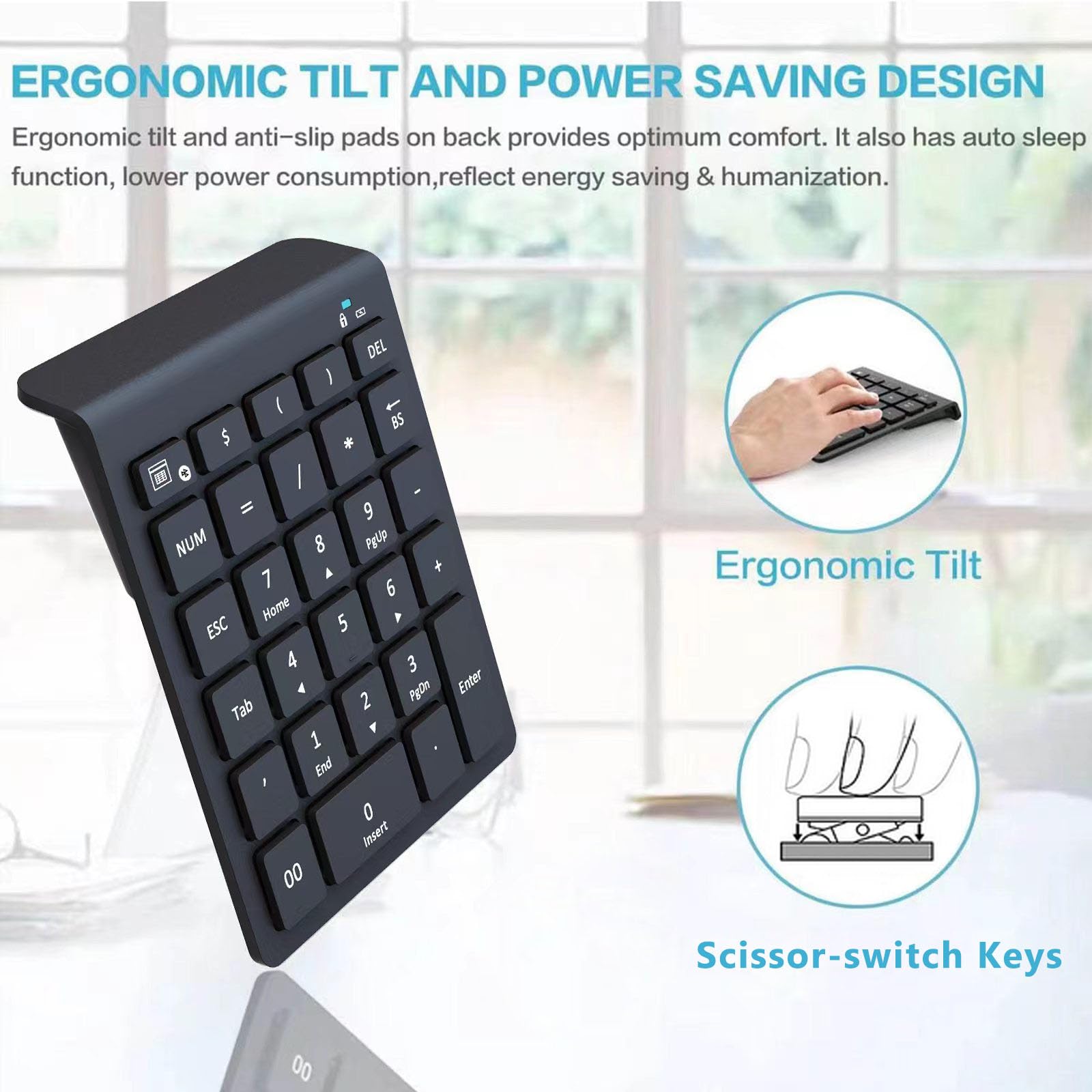 Bluetooth Number Pad For Laptop, Wireless Numeric Keypad, 28 Keys Numpad Number Keypad Bluetooth 10 Keys Number Pad For Laptop, Macbook Air/Pro, Imac, Surface Pro, Etc