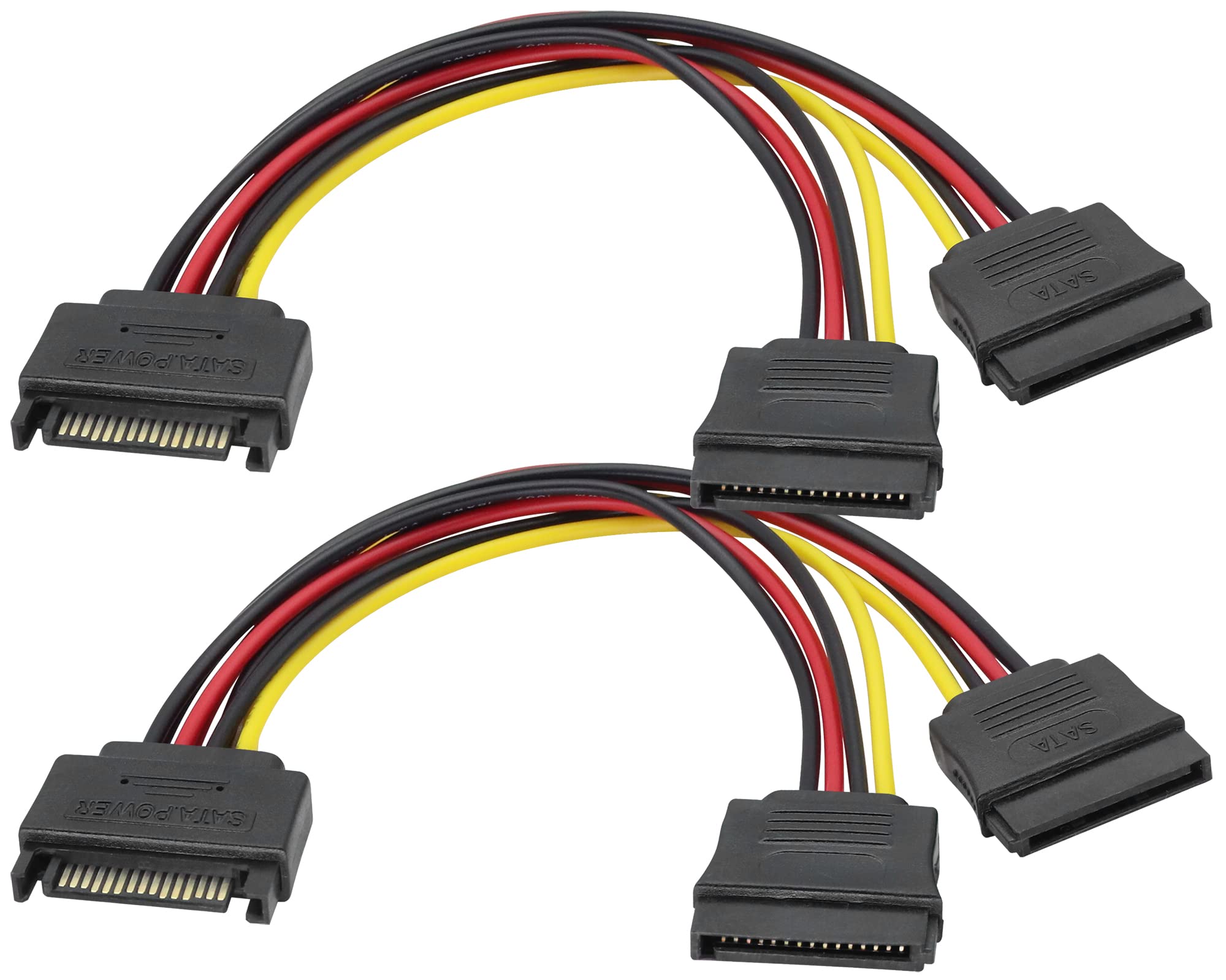 Zdycgtime 15Pin Sata Power Supply 1 To 2 Y Splitter Cable,Sata 15Pin 1 Male To 2 Female Interface Extension Cable,15Pin Desktop