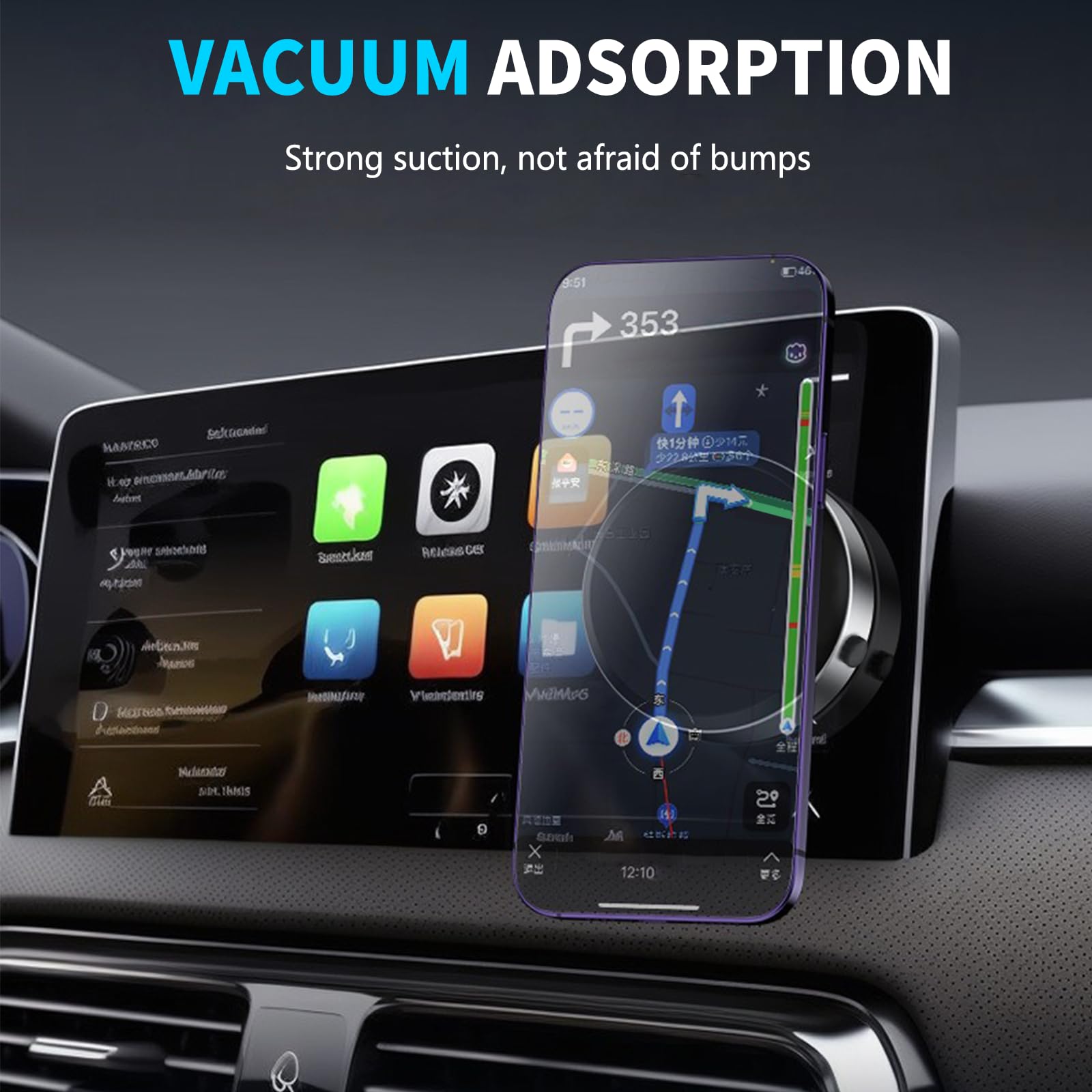 Joyye 360 Rotatable Car Magnetic Phone Holder, Electric Vacuum Magnetic Car Phone, Mount With Suction Cup, Suitable For Smooth A