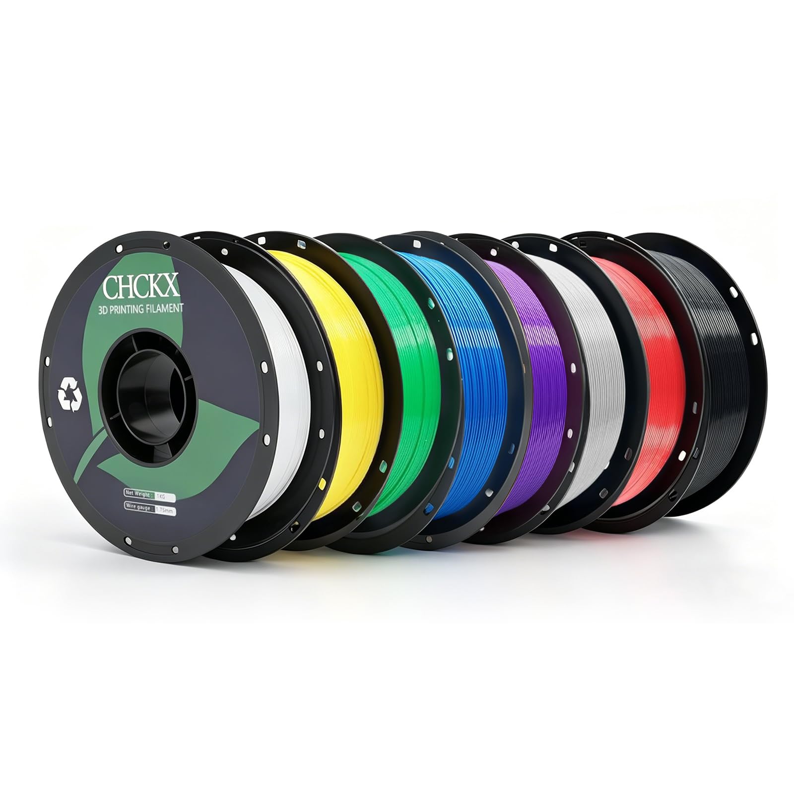 CHCKX 8KG PETG 3D Printer Filament Bundle,Dimensional Accuracy +/- 0.03 mm, 1kg Spool(2.2lbs), 1.75 mm Fit for Most 3D Printers,
