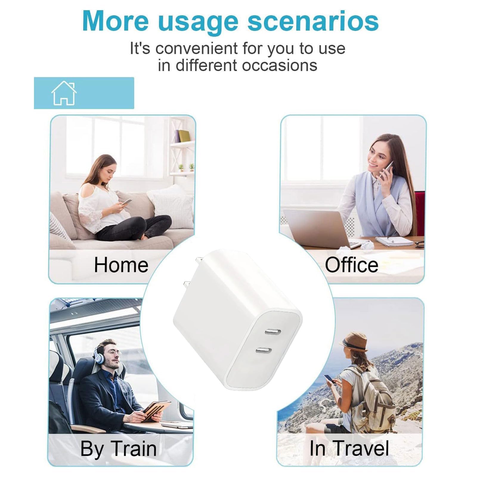 2 Pack Usb C Charger Block,Dual Port Usb C Fast Charging Block,Wall Charger For Iphone 16/16 Plus/16 Pro/16 Pro Max/Iphone 15/15