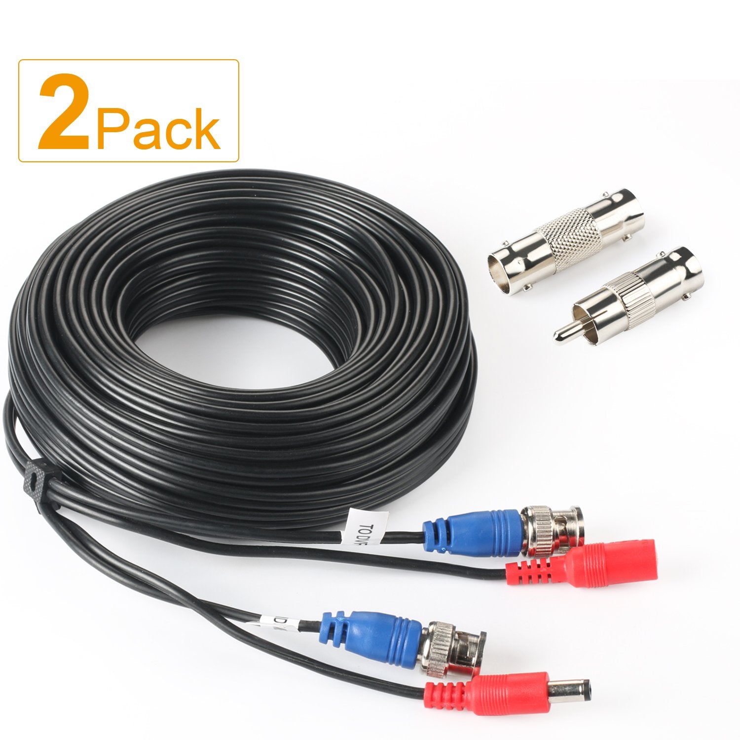 Shd 2Pack 50Feet Bnc Vedio Power Cable Camera Video Bnc Cable Wire Cord For Surveillance Cctv Security System With Connectors(Bn