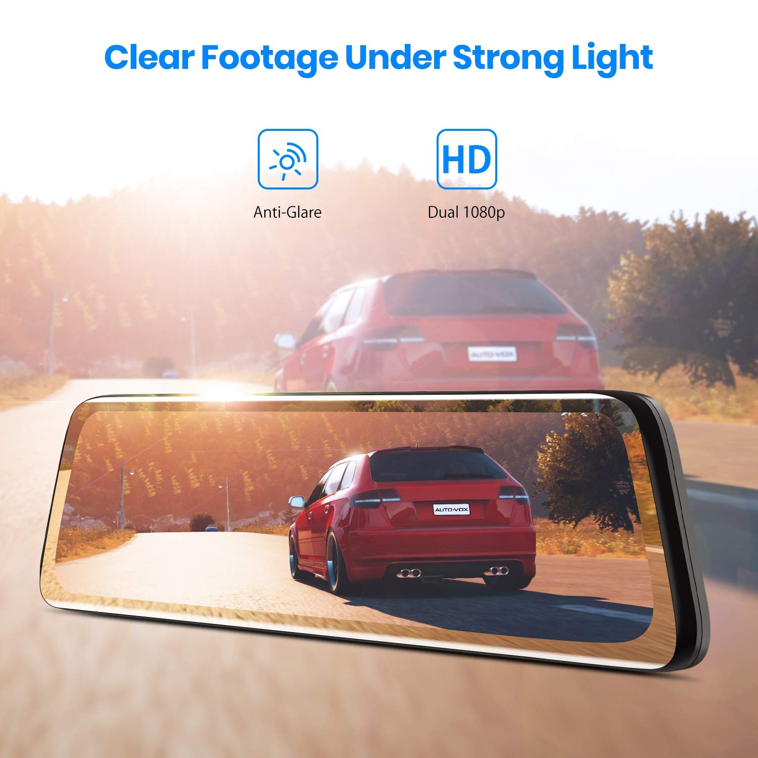 Auto Vox V5Pro Oem Look Rear View Mirror Camera With Neat Wiring, No Glare Mirror Dash Cam Front And Rear, 9.35'' Full Laminated