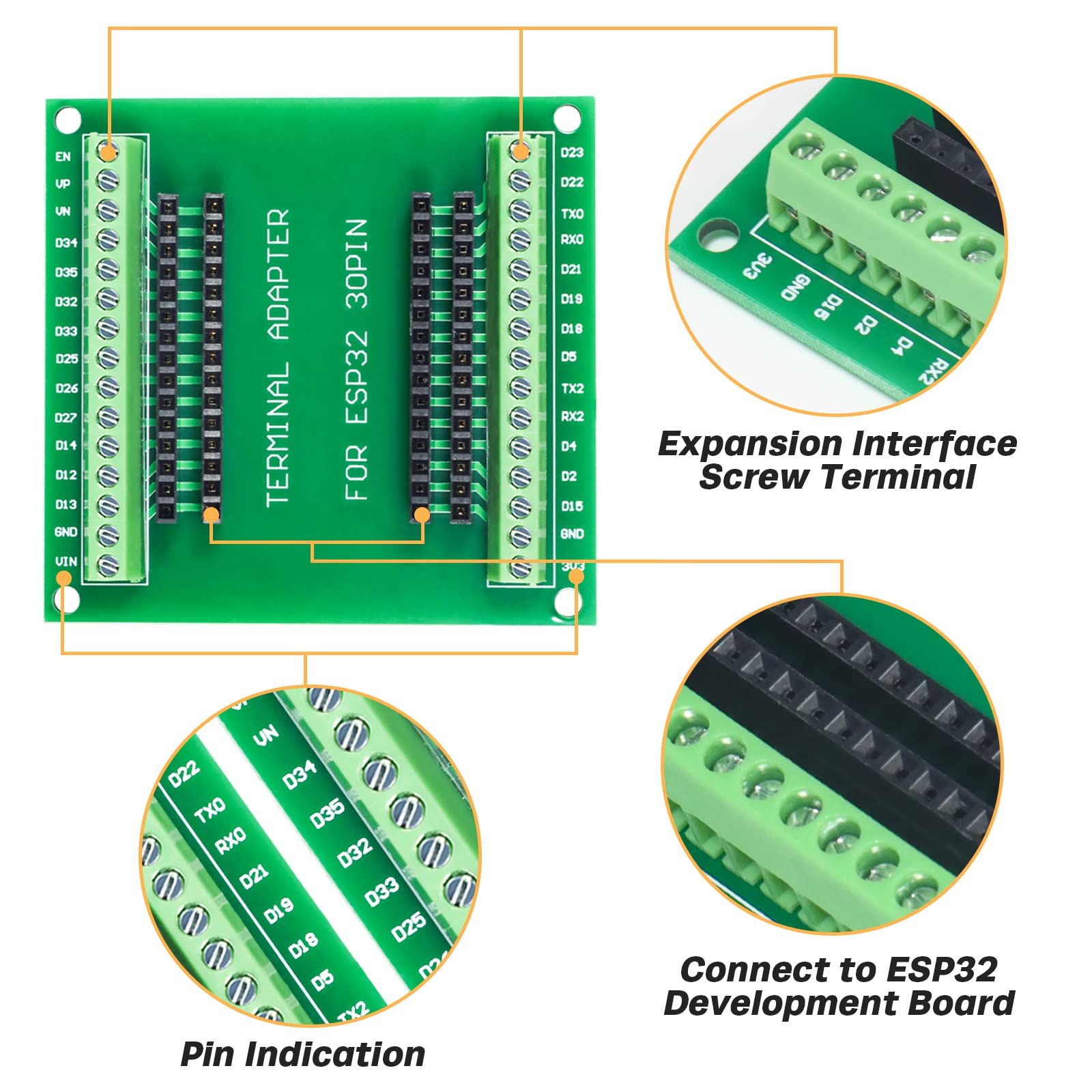 Keeyees 2Pcs Esp32 Breakout Board Shield Gpio 1 Into 2 For 30Pin Esp32 Development Board