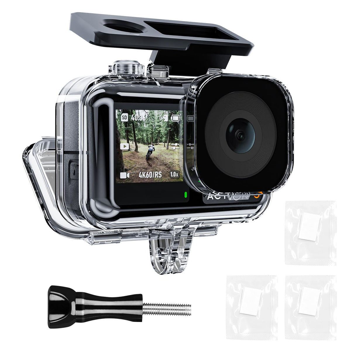 Telesin Waterproof Case For Dji Action 4 Action 3 Camera Accessories, With Anti Fog Underwater Housing Shell Cage Supports 45M/1