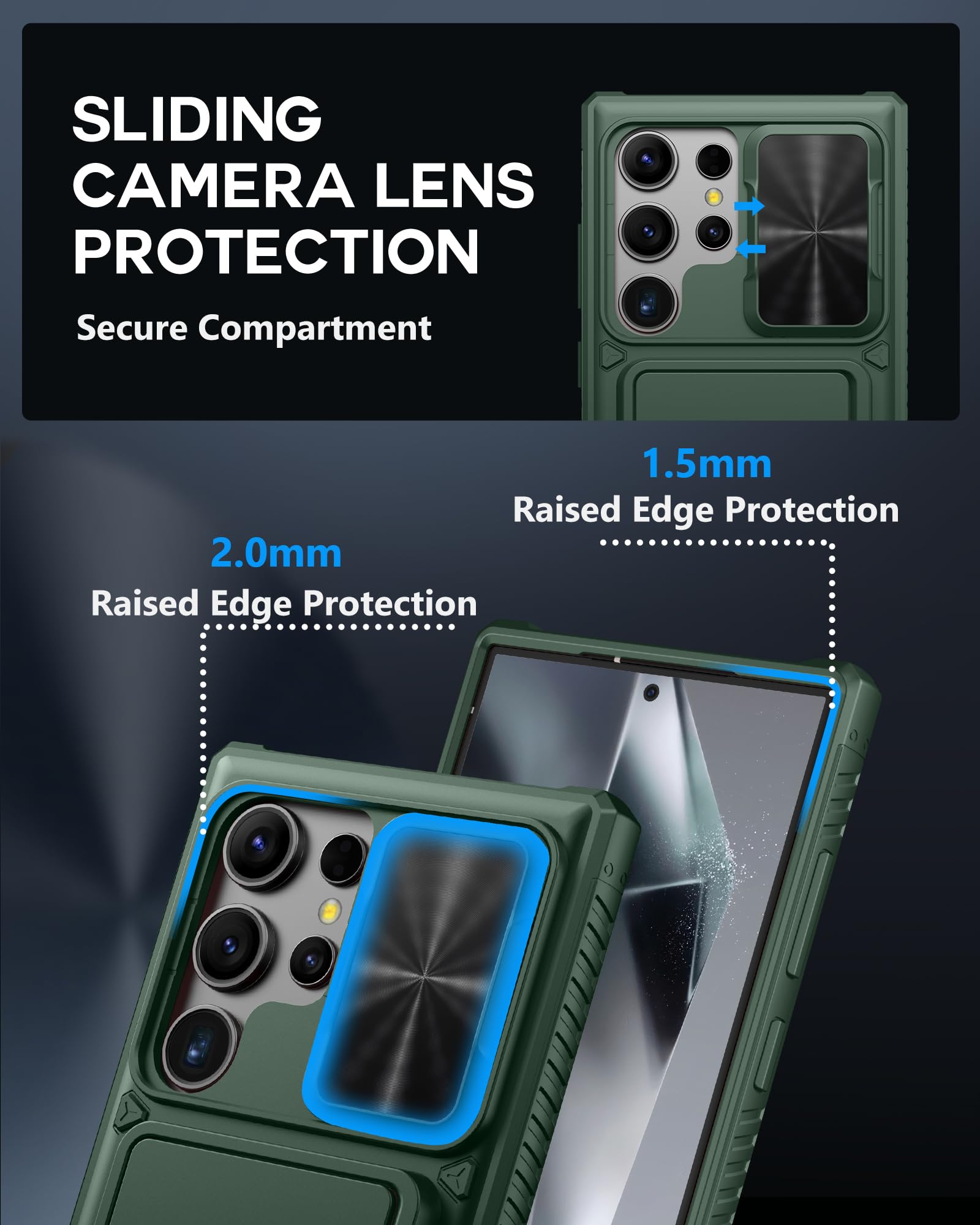 Atatoo For Samsung Galaxy S24 Ultra Wallet Case, Built In Card Holder(Store 4 5 Cards) & Sliding Camera Cover, Military Grade Pr