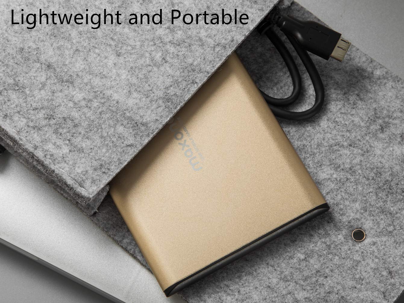 Maxone 250Gb External Hard Drive Portable 2.5 Ultra Slim Hdd Storage Usb 3.0 Compatible With Pc, Laptop, Gold