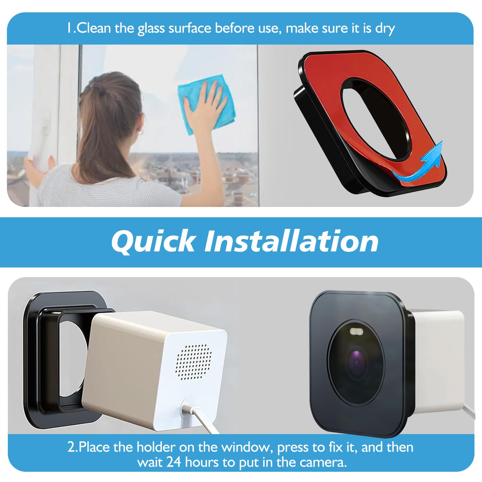 Window Mount Comaptible With Wyze Cam Og, Strong Adhesive Mounting Bracket, Window Holder Through Glass (2 Pack,Camera Is Not In