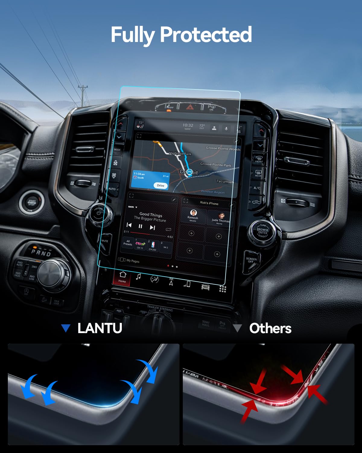 Lantu Matte Screen Protector For 2019 2024 Dodge Ram 1500 2500 3500 Trx Rebel Laramie Limited Uconnect Trucks Pickup Accessories