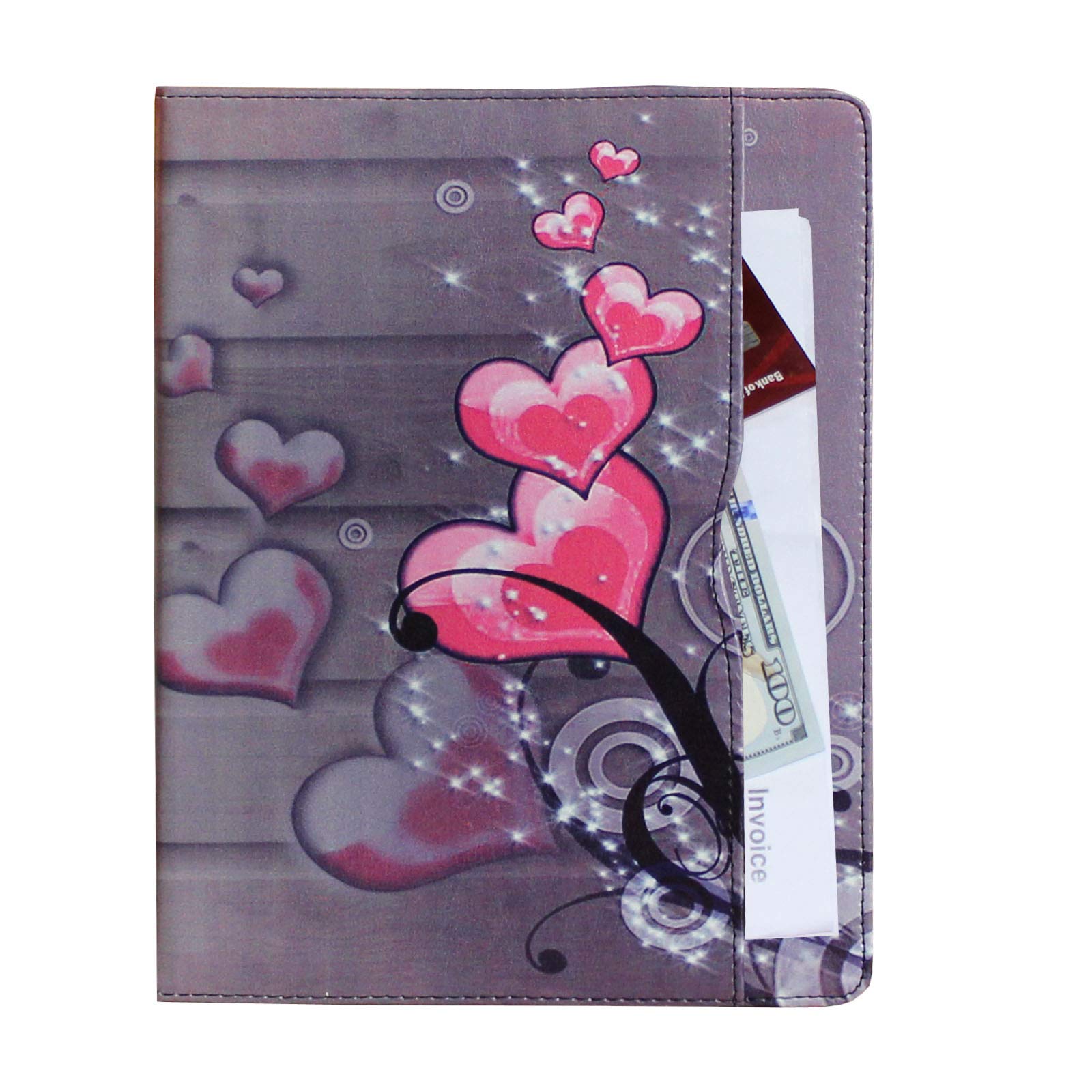 For Ipad 9.7 6Th/5Th Generation 2018/2017, Ipad Air/Air 2 Case, Jytrend Multi Angle Viewing Stand Folio Smart Cover With Pocket For A1893 A1954 A1822 A1823 A1474 A1475 A1476 A1566 A1567 (Heart Flower)