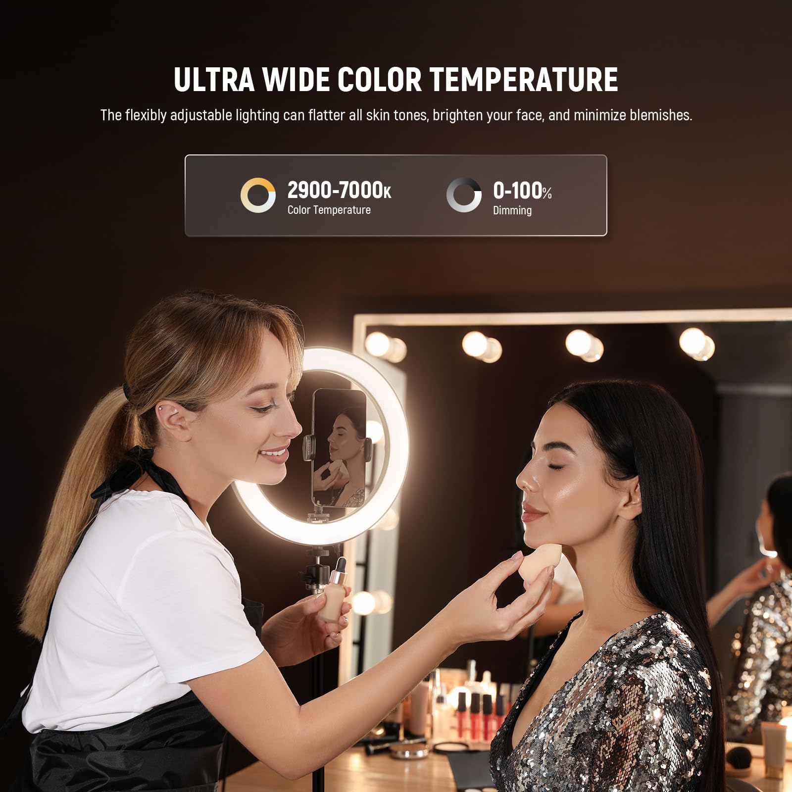 Neewer 10 20W High Power Led Ring Light For Phone With 71 Tripod Stand, Bi Color Ringlight, Phone Holder Compatible With Iphone