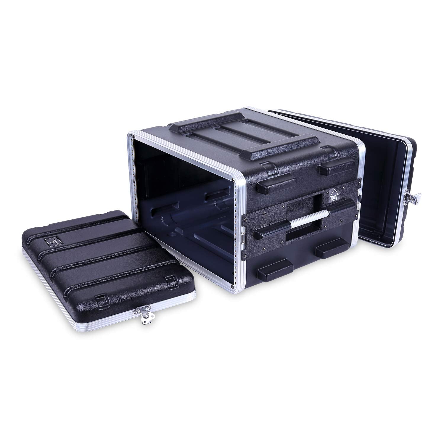 Crossrock Stackable 6U Rack Case, Standard 19.25    Depth, Polyethylene Hard-Shell Construction With Heavy Duty Hardware-Black(C