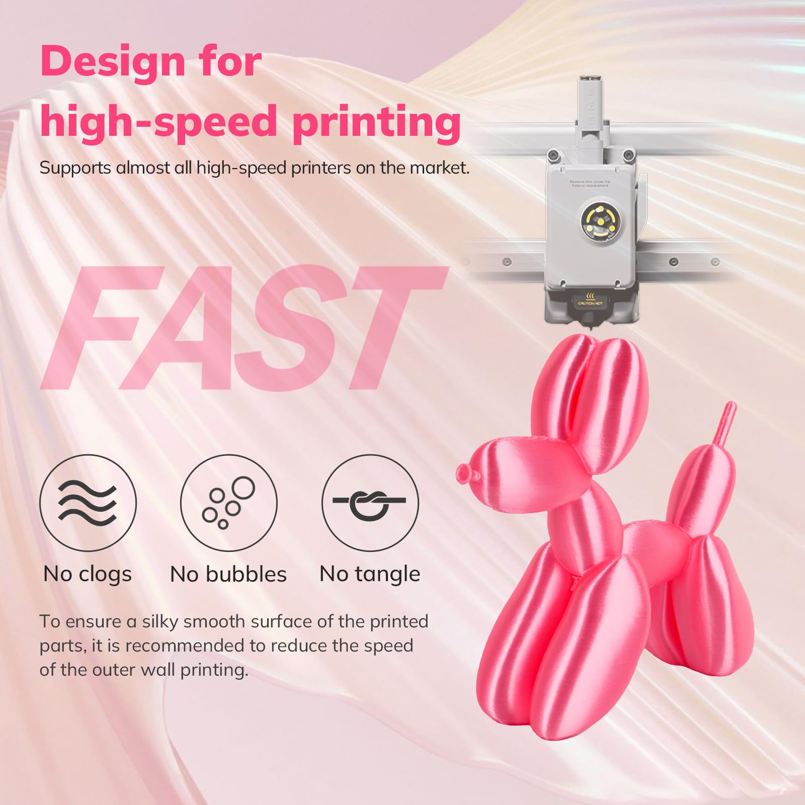 Amolen Silk Pla 3D Printer Filament, Shiny Silk Pink Pla Filament 1.75Mm, High Speed 3D Printing Pla Filament For Most 3D Printe