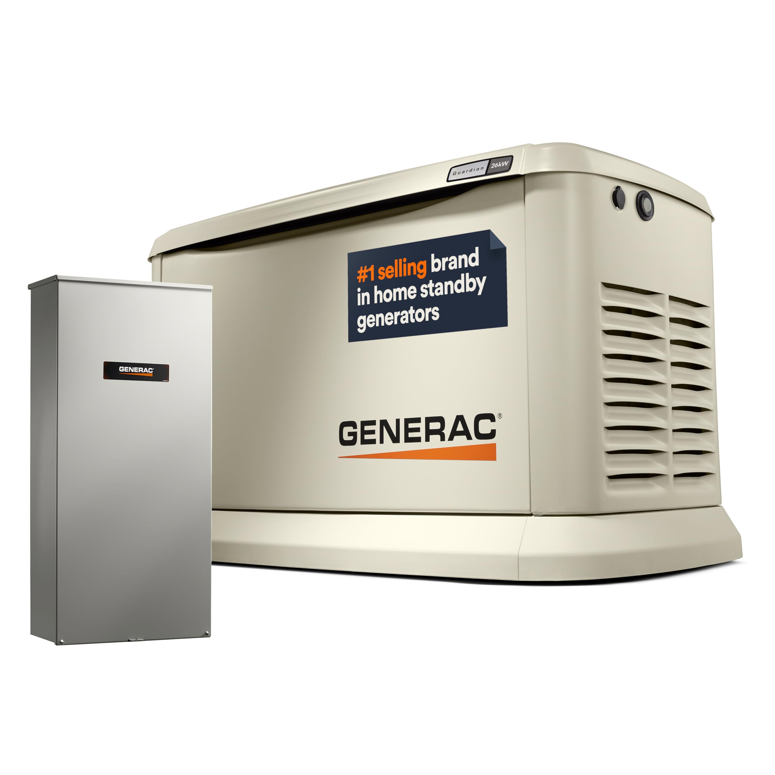 Generac 7291 26Kw Air Cooled Guardian Series Home Standby Generator With 200 Amp Transfer Switch   Comprehensive Protection   Sm
