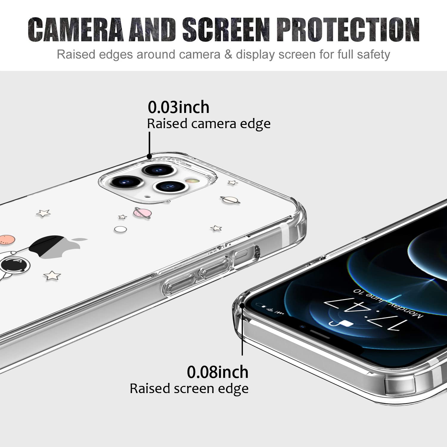 Luhouri Designed For Iphone 12 Pro Max Case With Screen Protector - Slim Fit, Sturdy Clear Acrylic Cover For Women And Girls - P