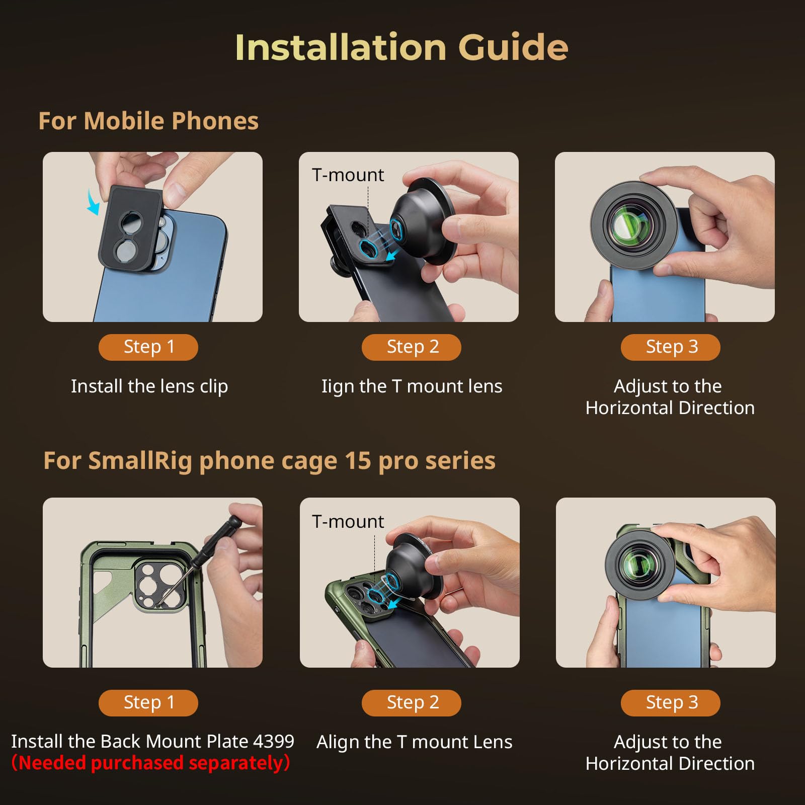 Smallrig 75Mm Hd Master Macro Lens, T-Mount Lens For Iphone, For Samsung, For Huawei, For Xiaomi, Macro Photography Phone Camera