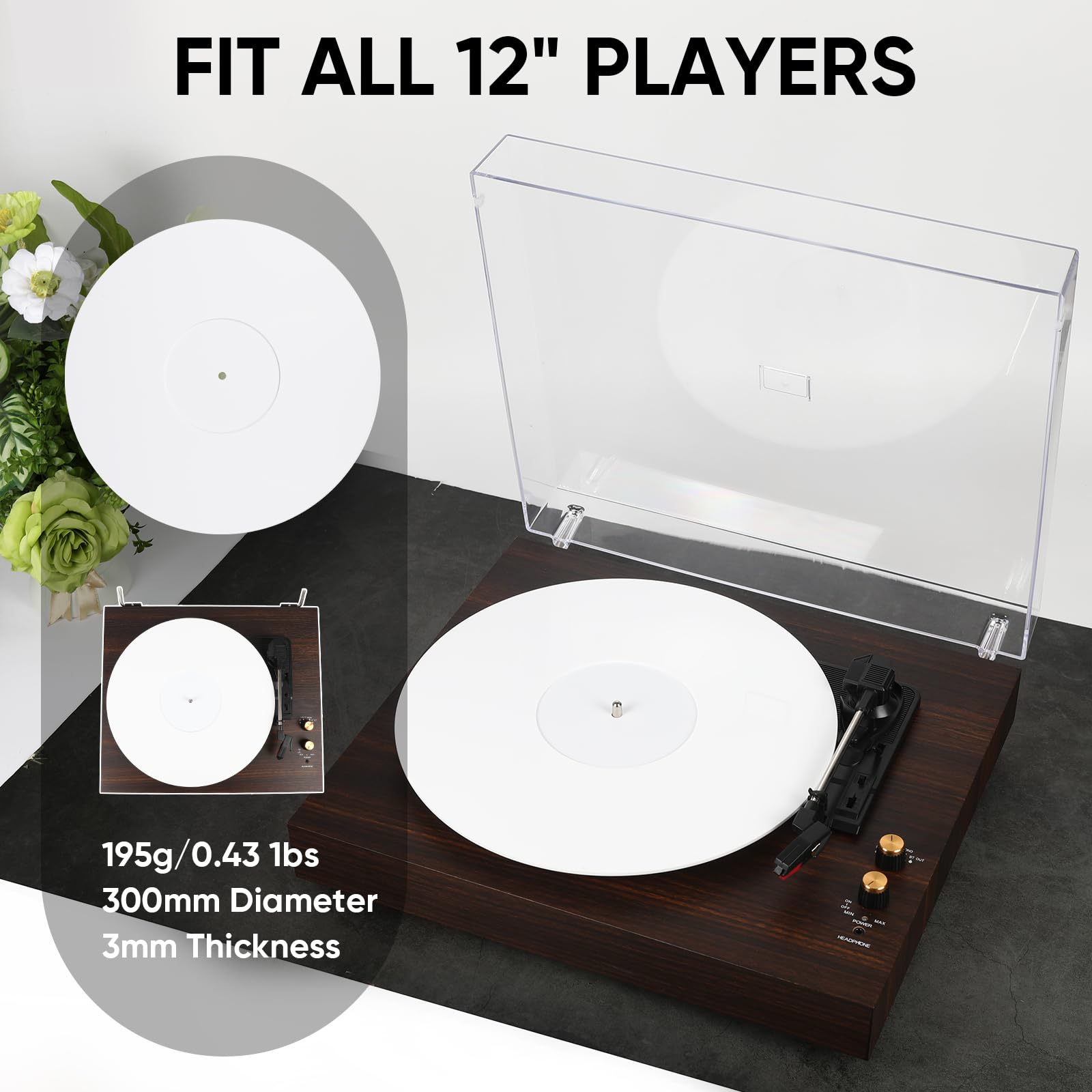 Acrylic Turntable Mat Record Slipmat: 12 Inch Platter Vinyl Slip Mats Record Player Accessories For Anti Static, Enhanced Sound
