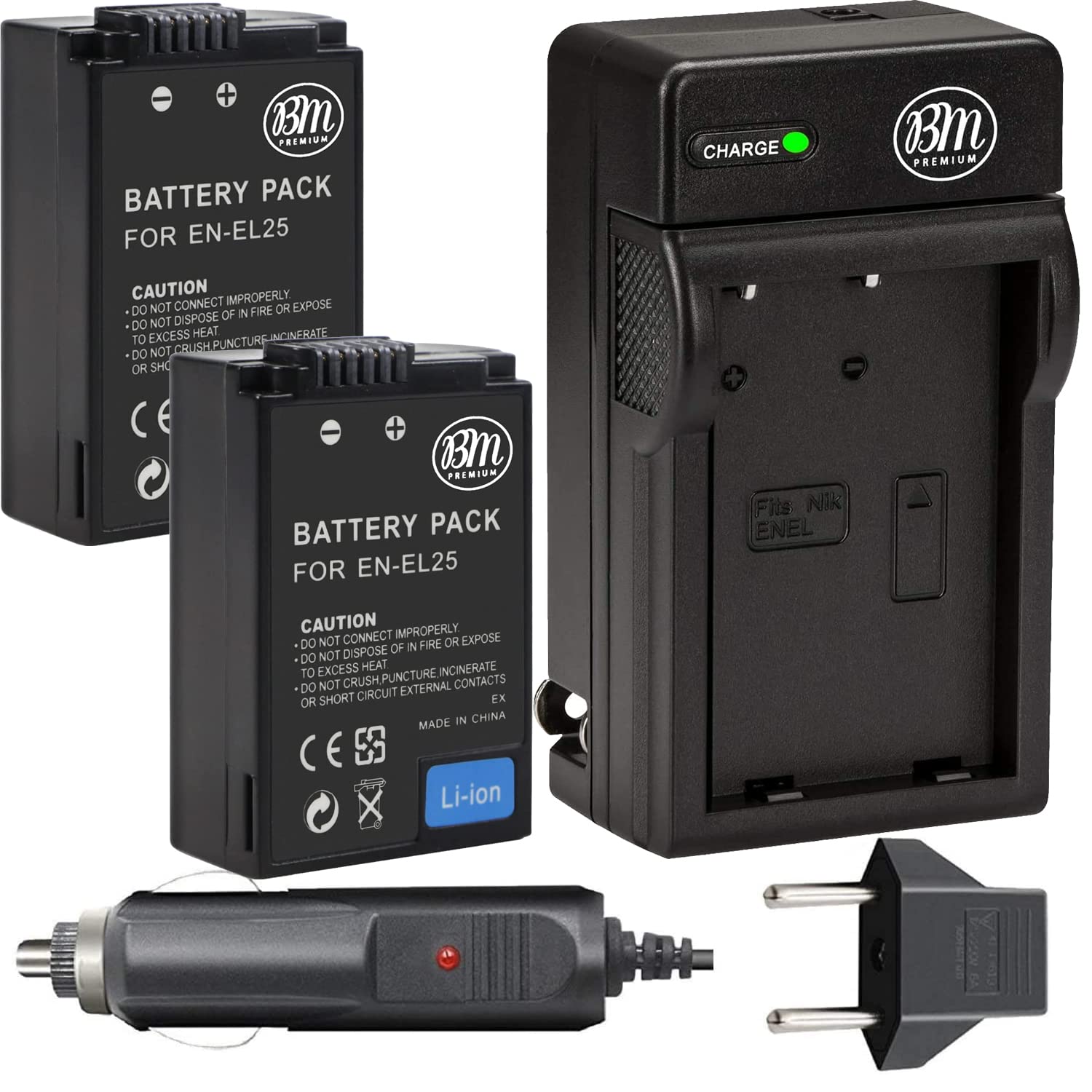 Bm Premium 2 Pack Of High Capacity En El25 Batteries And Battery Charger For Nikon Z30, Z50, Z 50, Z Fc Digital Cameras