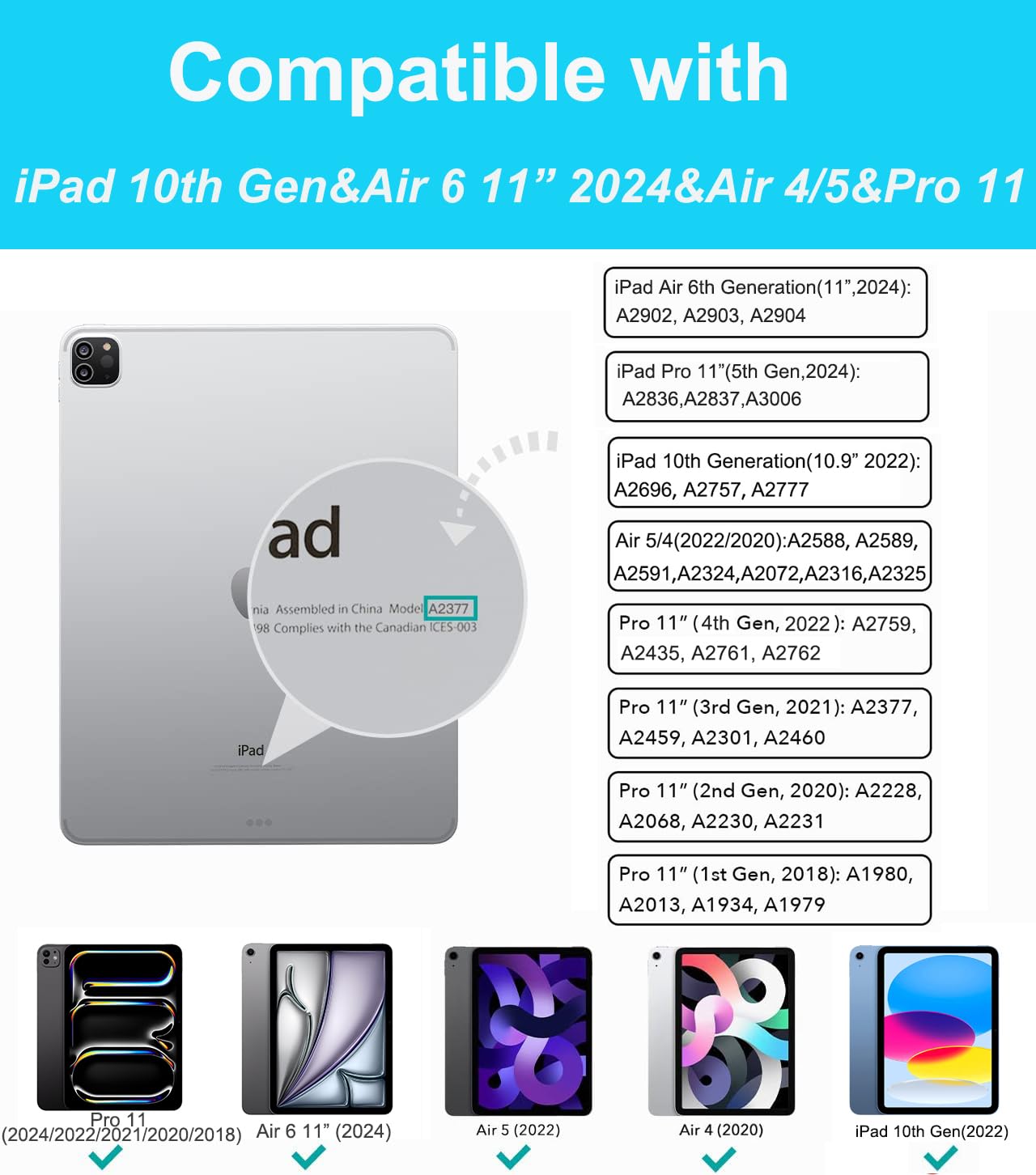 Suplik Kids Case For Ipad 10Th Generation & Air 11 (M2) 2024 & Air 5Th/4Th Gen 10.9& Pro 11, Durable Shockproof Case With Should