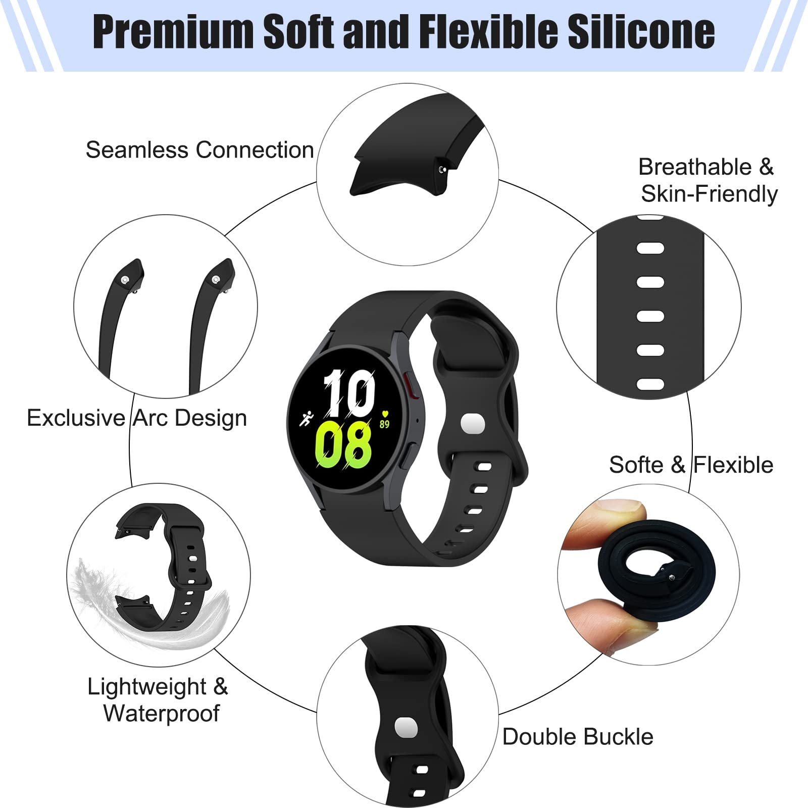 Ezmvzku 10 Pack Galaxy Watch 4 Band Compatible For Samsung Galaxy Watch 5 40Mm 44Mm,Galaxy Watch 5 Pro & Galaxy Watch 4 Classic