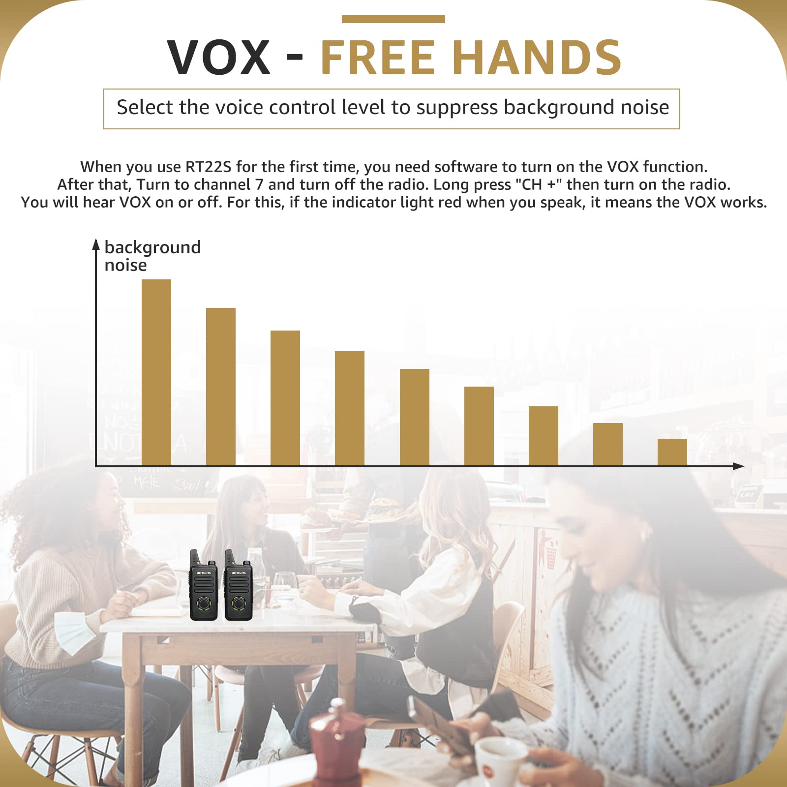 Retevis RT22S Rechargeable Walkie Talkies, Long Range 2-Way Radios with Earpiece & Mic, 6 Pack with Multi Gang Charger, Black